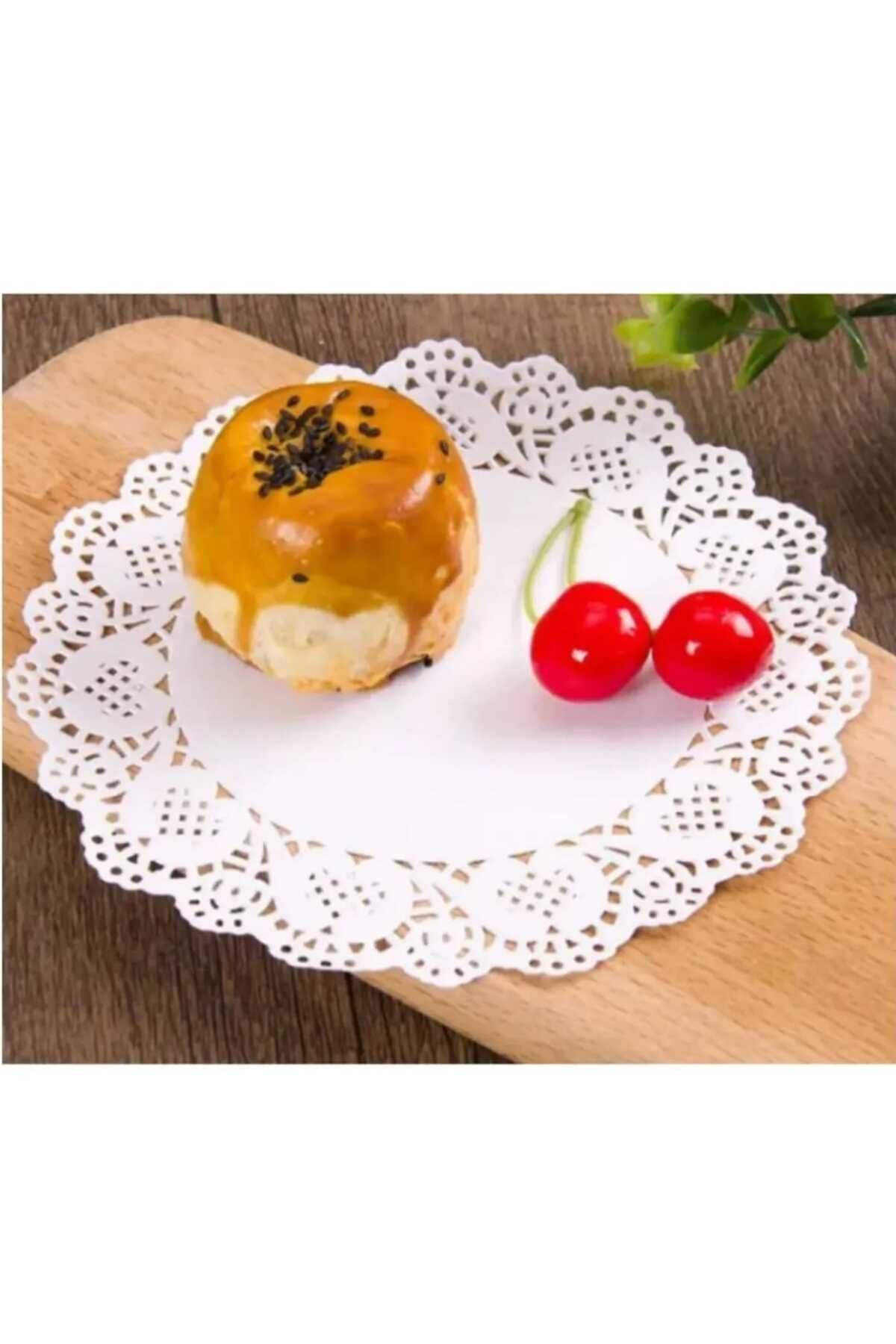 Vi Caro 100 Adet Servis Desenli Dantel Beyaz Pasta Altlığı 21,5 Cm Kağıt Malzemesi