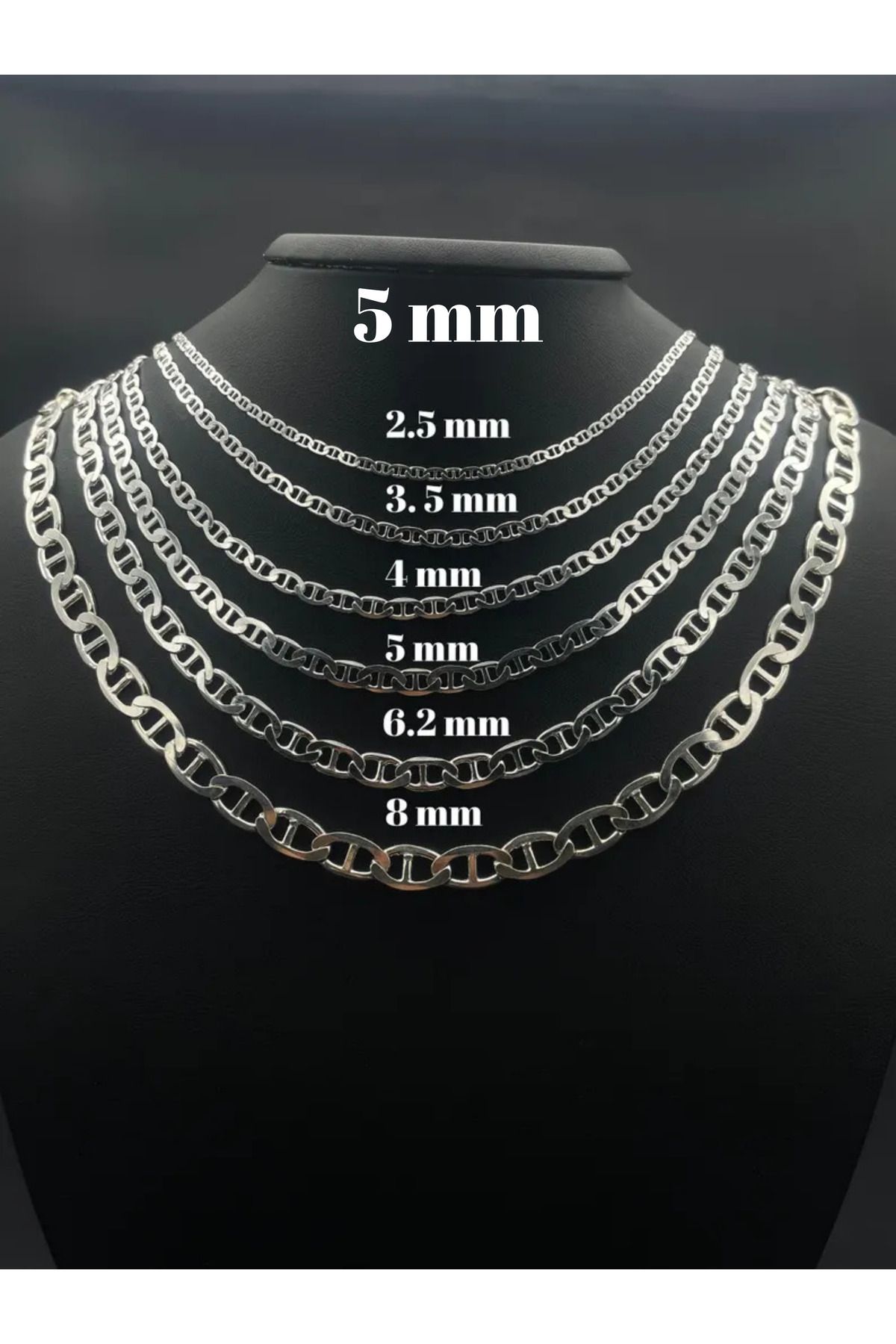 Parlak Gümüş 925 Ayar Erkek Gümüş Kolye - Huarz Model Gümüş Kolye 4 mm