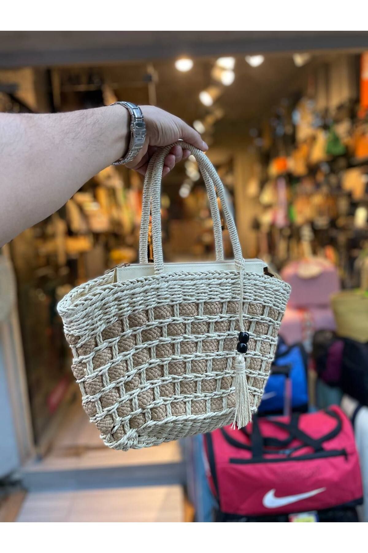 shop İthal Hasır Kol Çanta