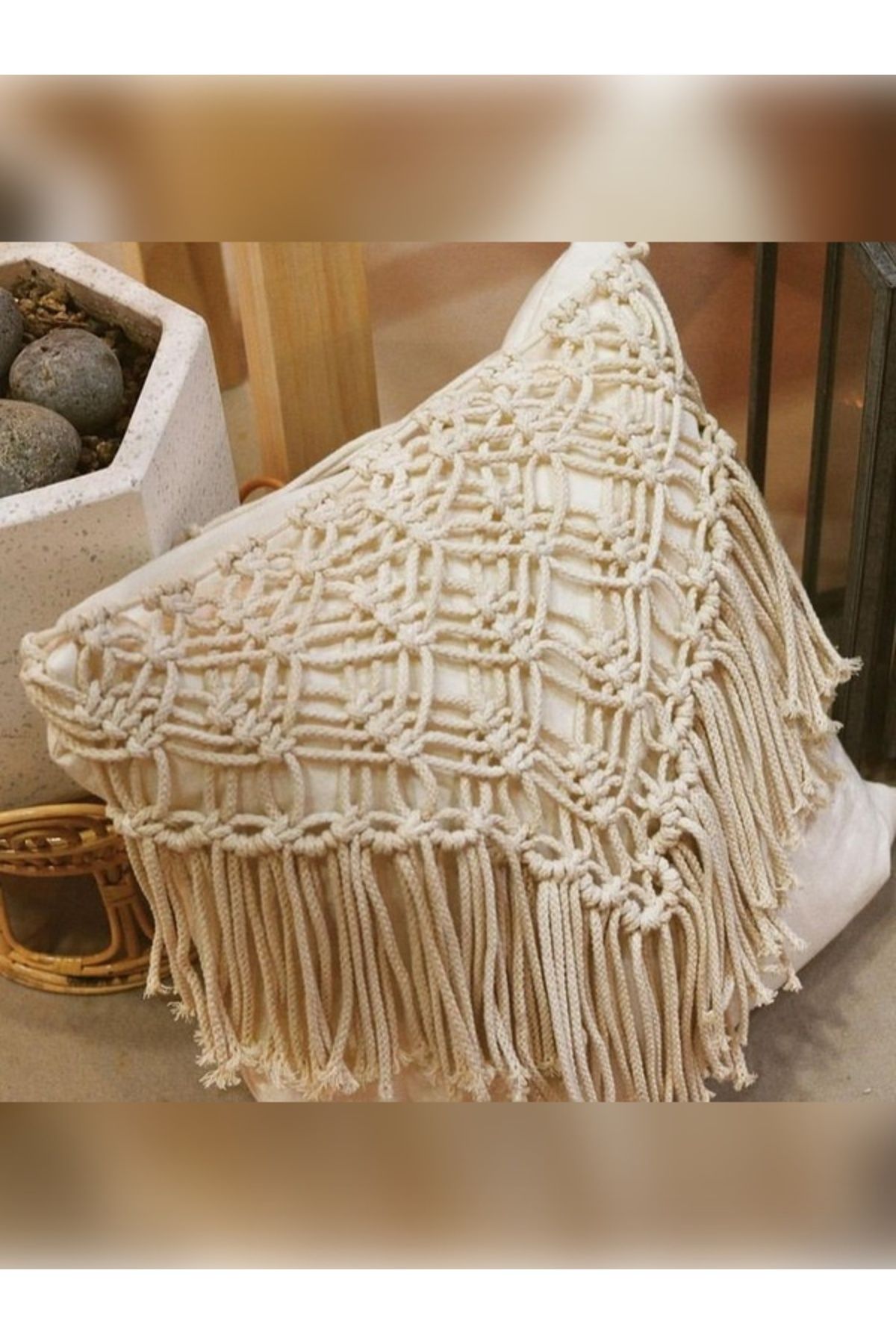 meribell Makrome Kırlent Kılıfı