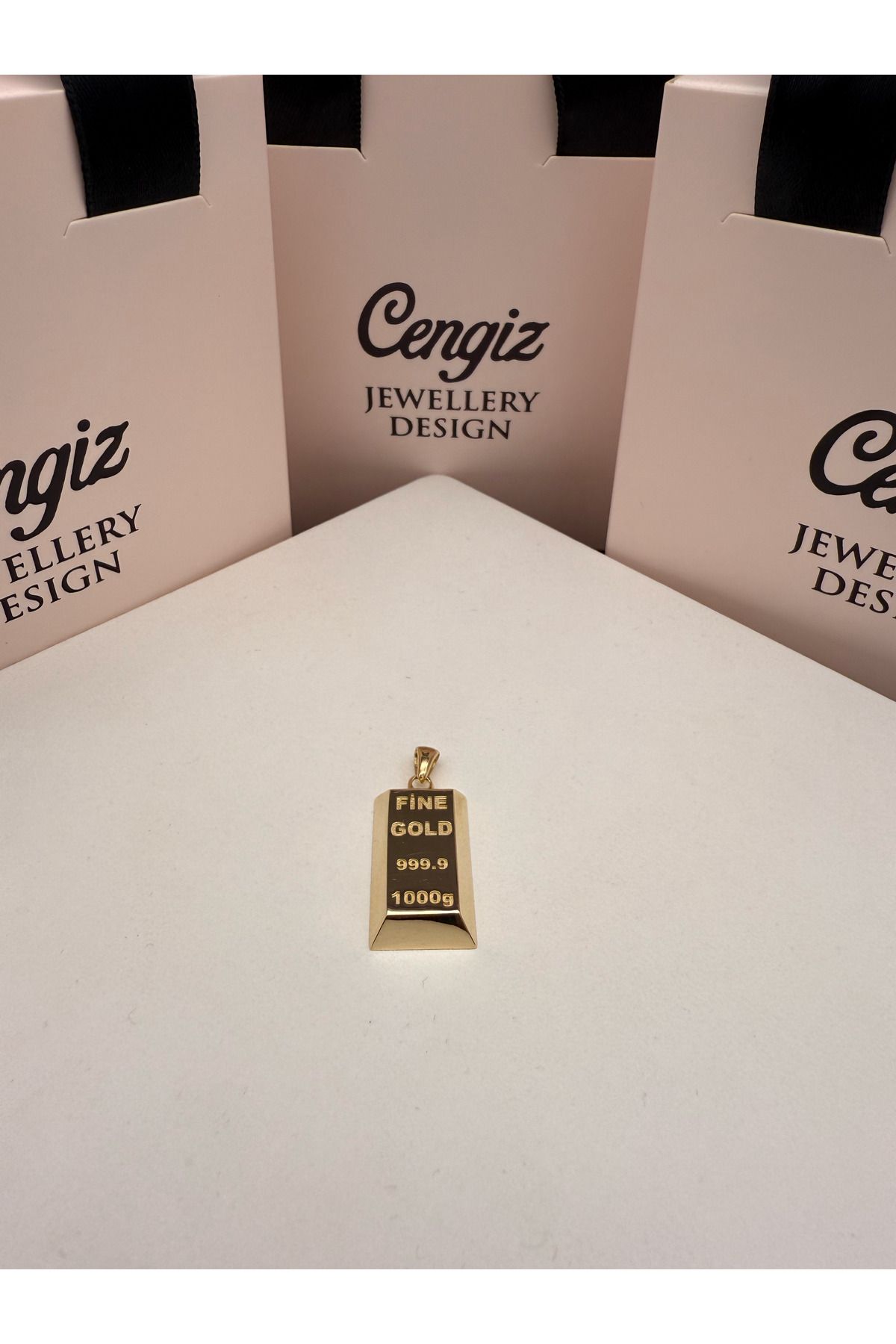 cengizjewellery 14 Ayar Külçe Altın Büyük Boy Kolye Ucu