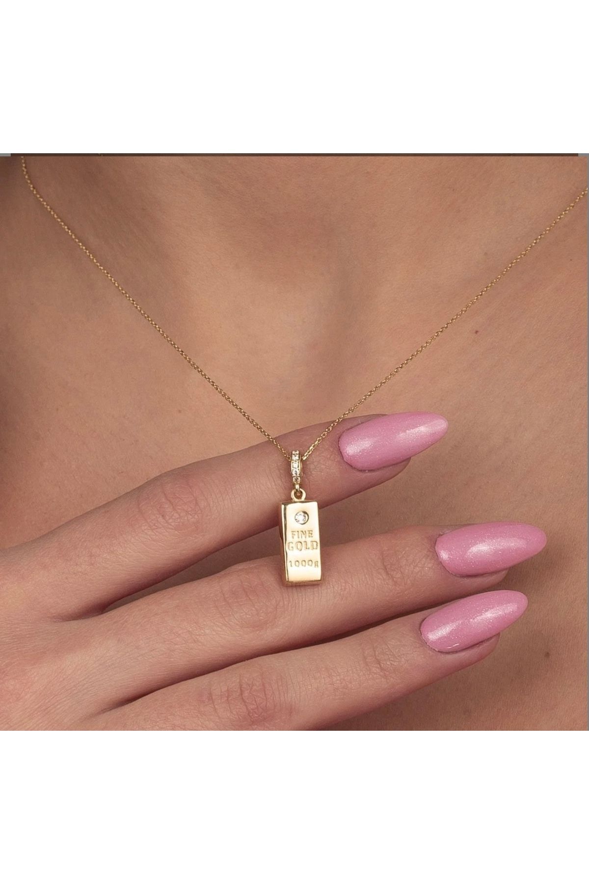 cengizjewellery 14 Ayar Külçe Altın Büyük Boy Kolye Ucu