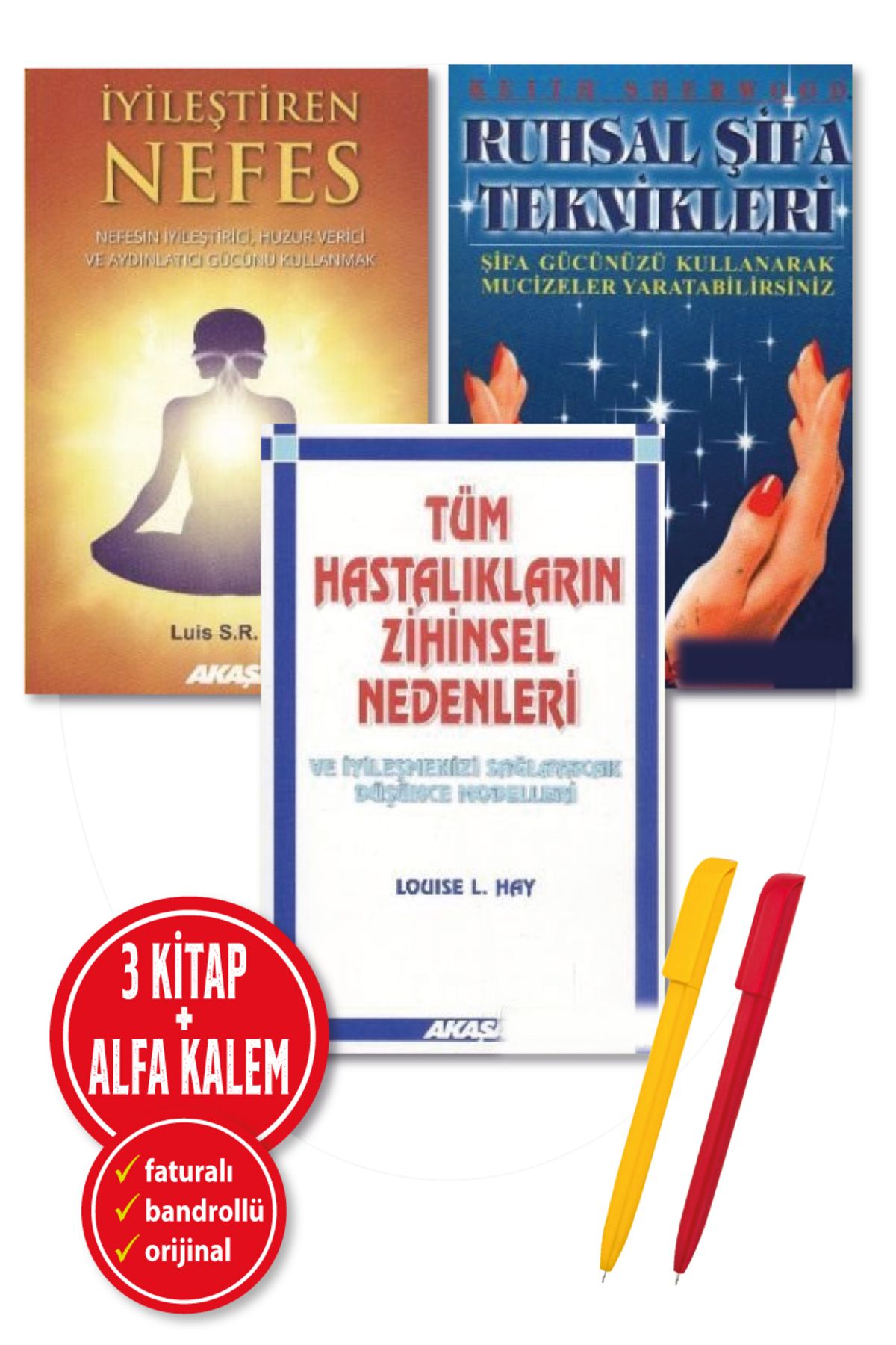 Akaşa Yayınları Alfa Kalem+ Luis S. R. Vas 3 Kitap(İyileştiren Nefes+Ruhsal Şifa+Tüm Hastalıkların Zihinsel)