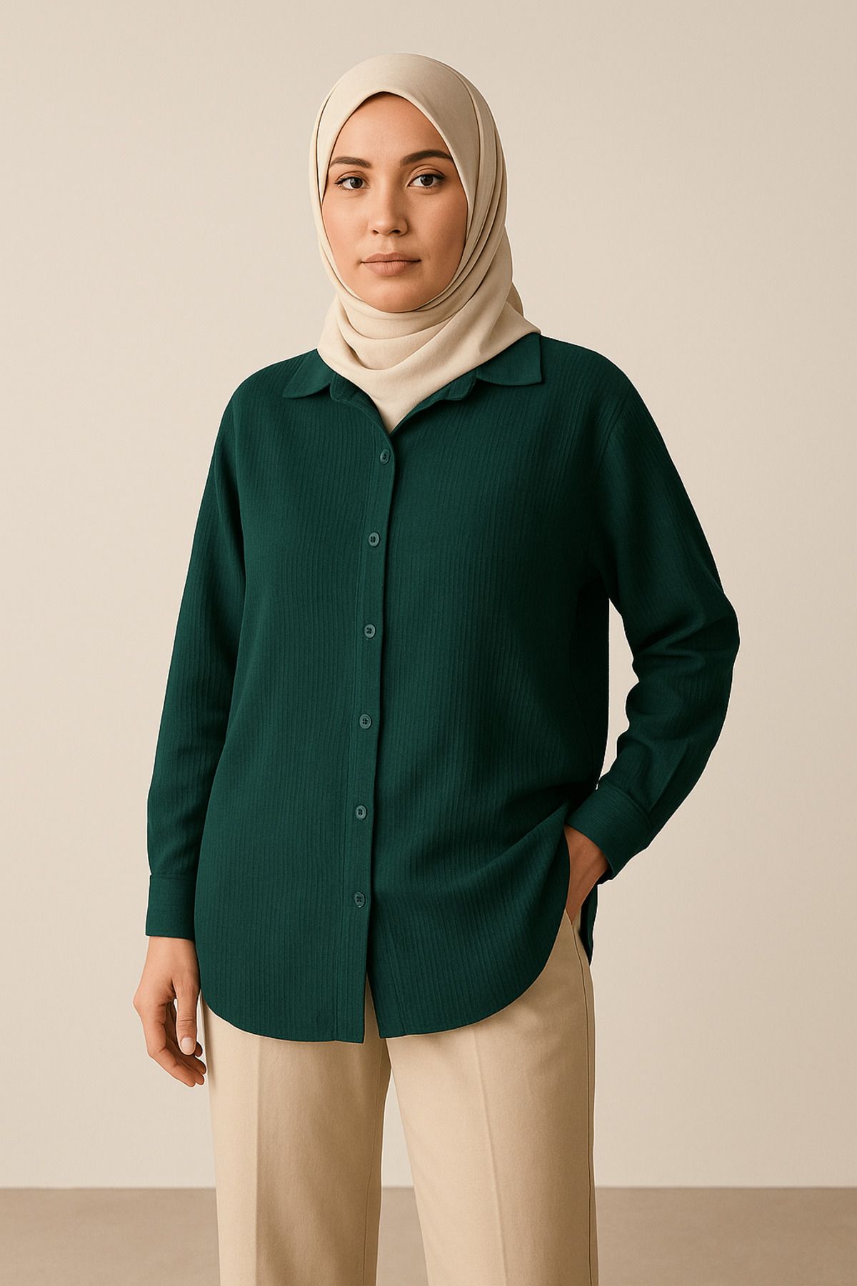 Paw Garage Kadın Olivia Oversize Pamuklu Bürümcük Kumaş Yazlık Tesettür Gömlek