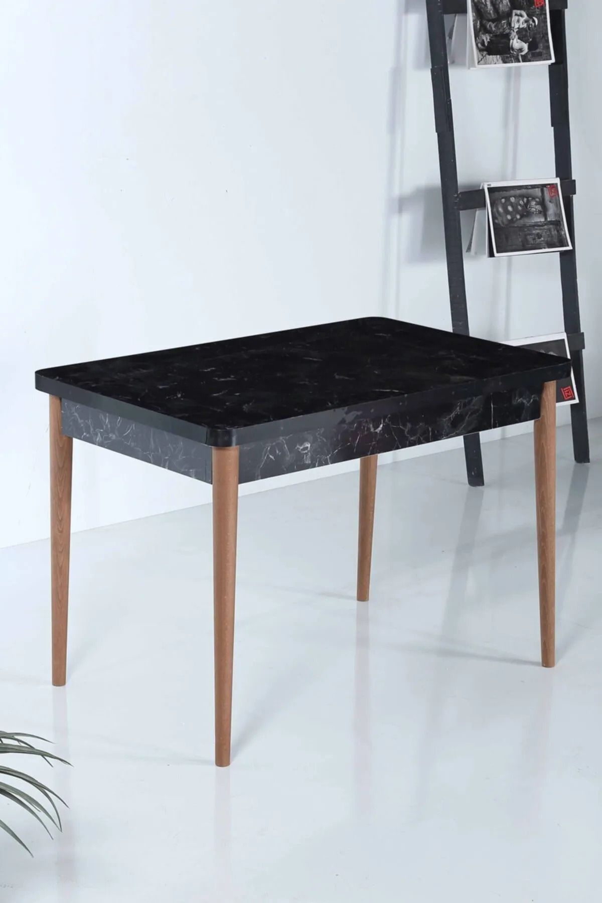 MEDA CONCEPT Sabit Masa Siyah Mermer 70 x 110 Tekli Masa Yemek Masası