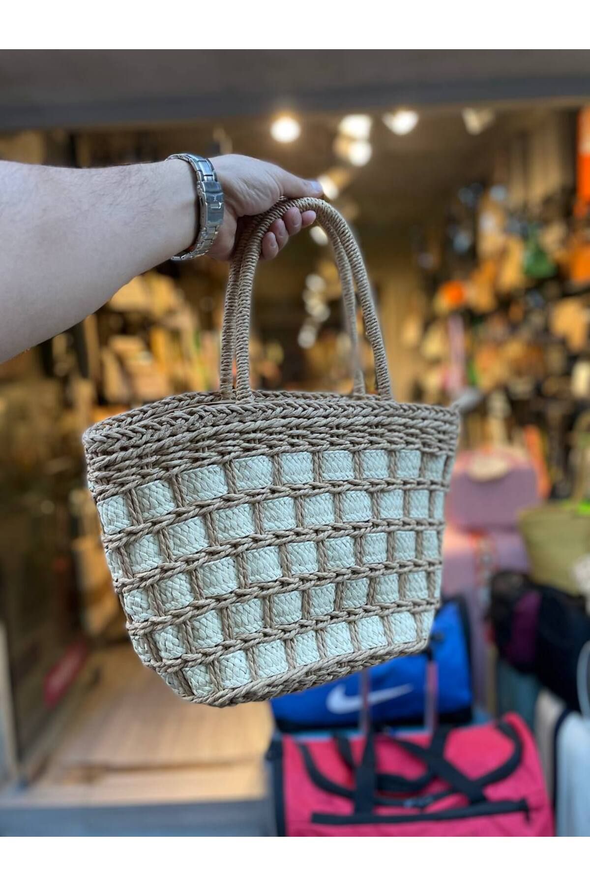 shop İthal Hasır Kol Çanta