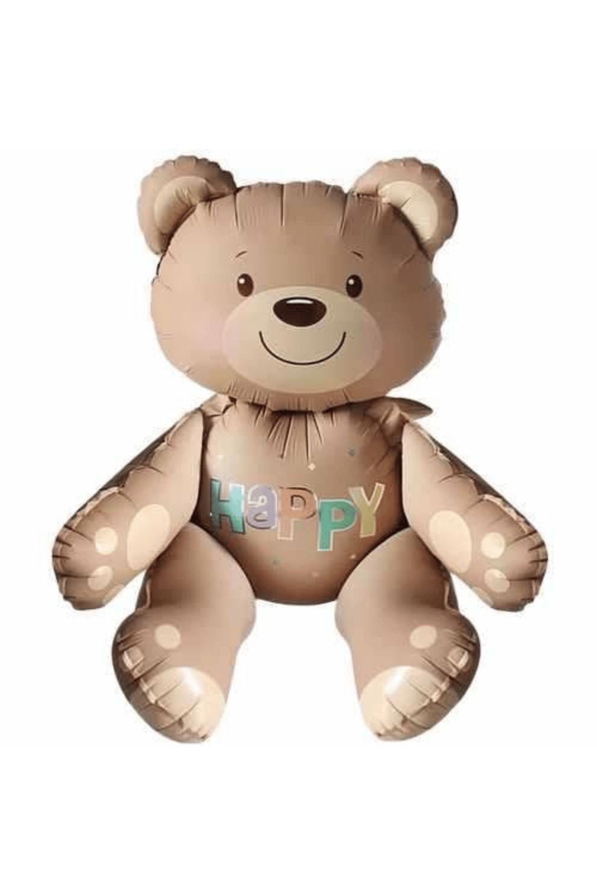 Mielibon Karamel Oturan Ayı Folyo Balon 77x70 cm Happy Yazılı Parti Süsü