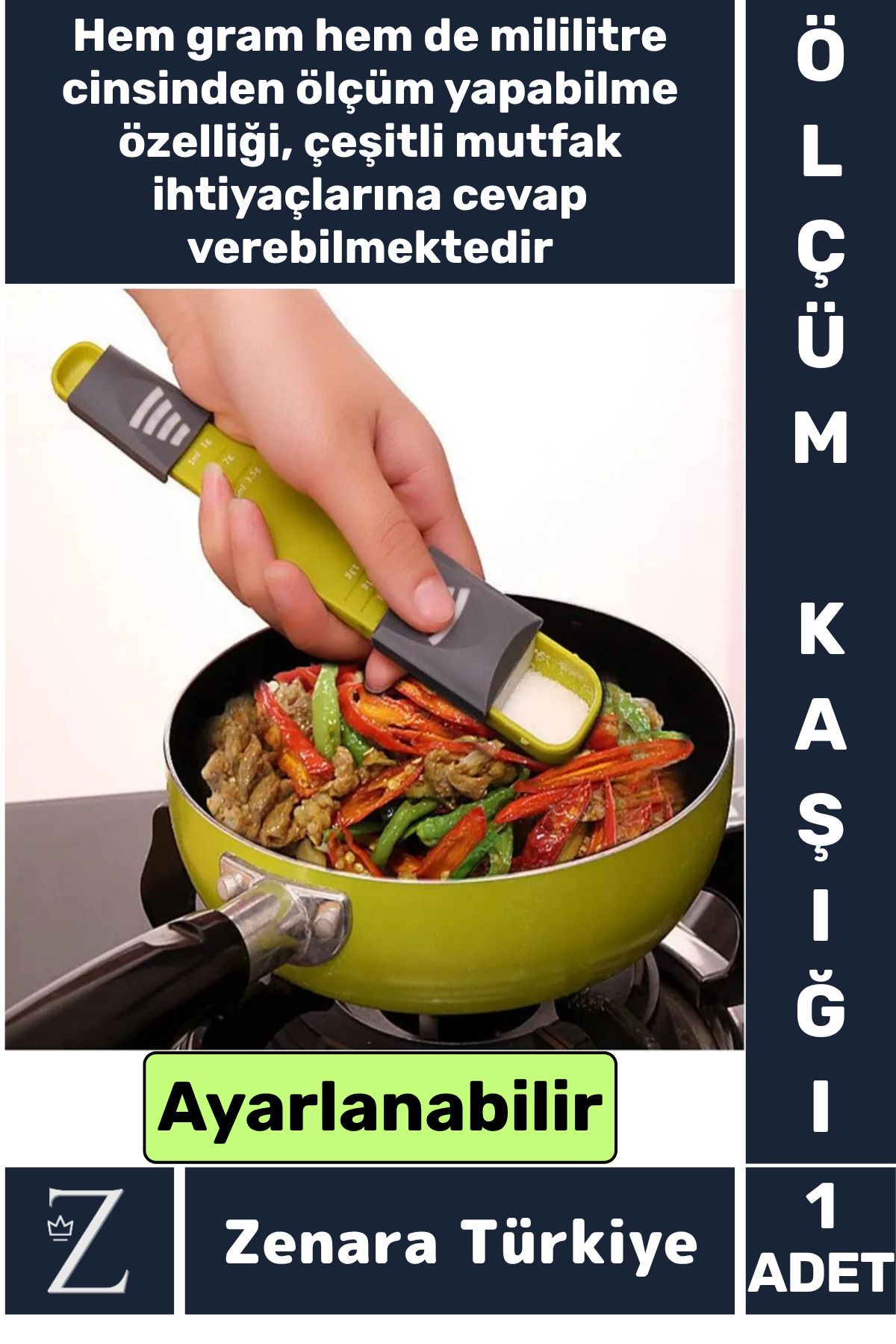 Zenara Tuz Şeker Kahve Yağ Baharat Supplement Protein Herbalife Ayarlanabilir Hassas Ölçüm Kaşığı 5 Gr/ML