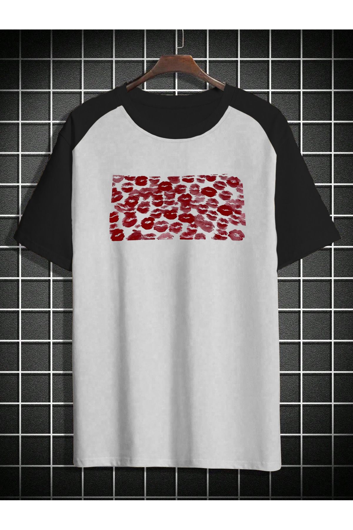 Velostra Unisex Öpücük baskılı Oversize T-shirt