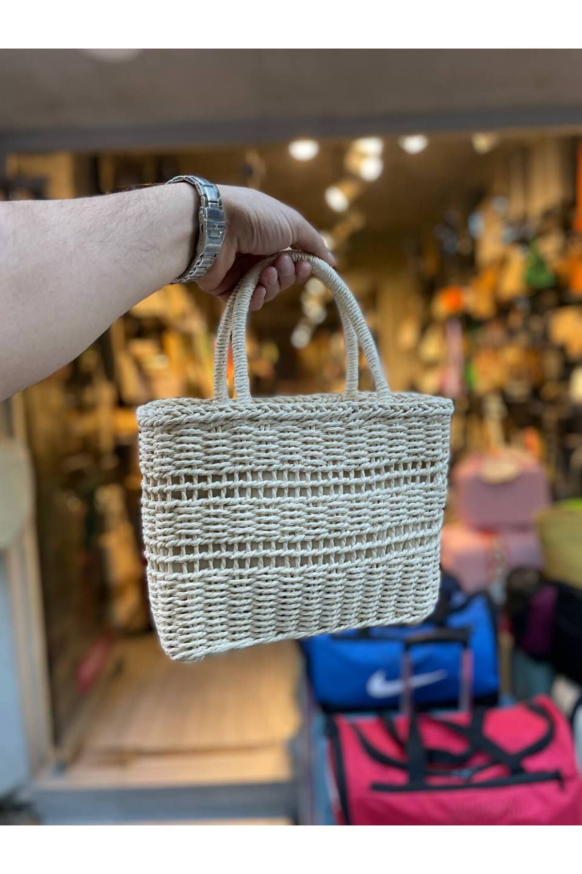 shop İthal Hasır Kol Çanta