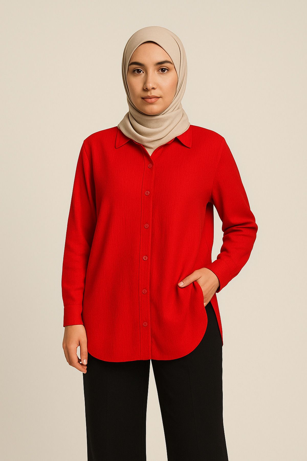 Paw Garage Kadın Olivia Oversize Pamuklu Bürümcük Kumaş Yazlık Tesettür Gömlek