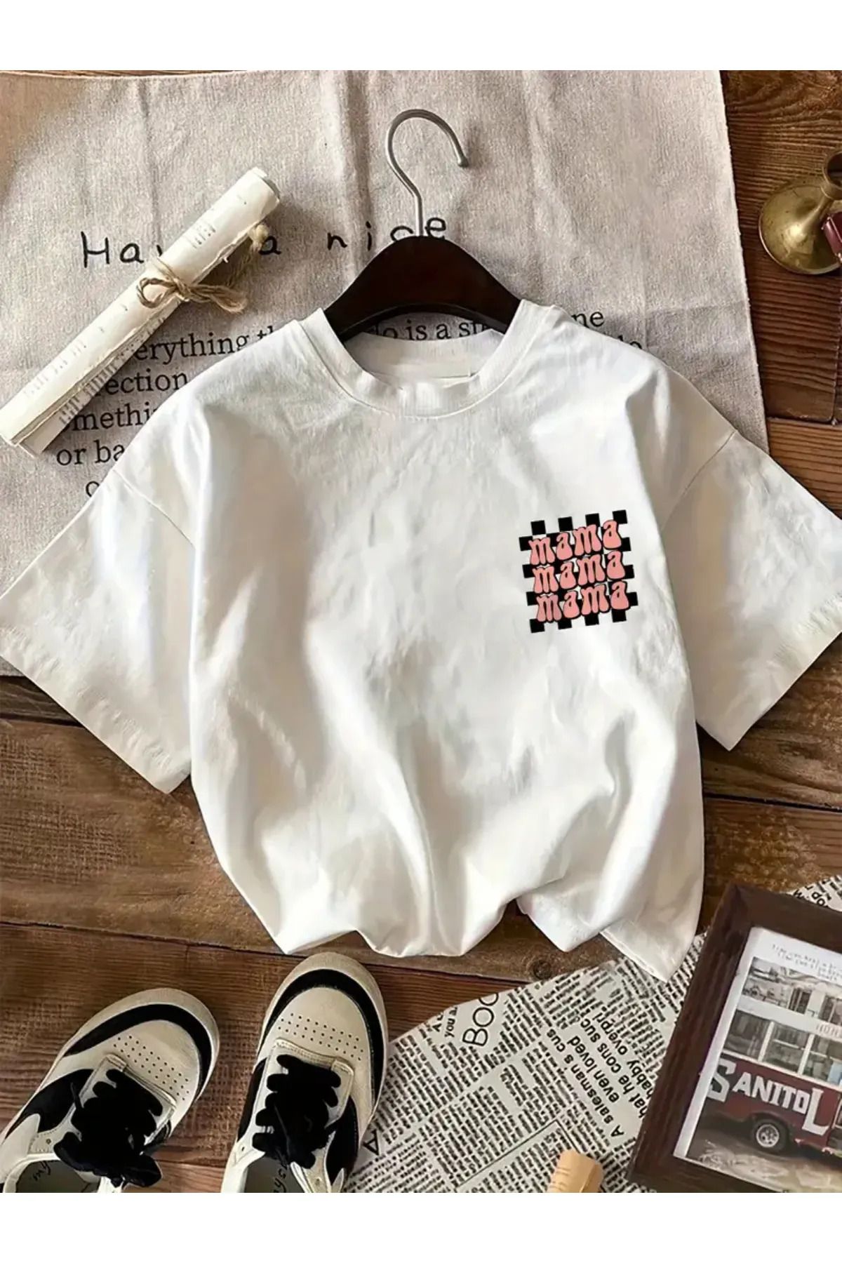 Koklonmoda Büyük Beden Unisex Mama Baskılı Oversize T-Shirt