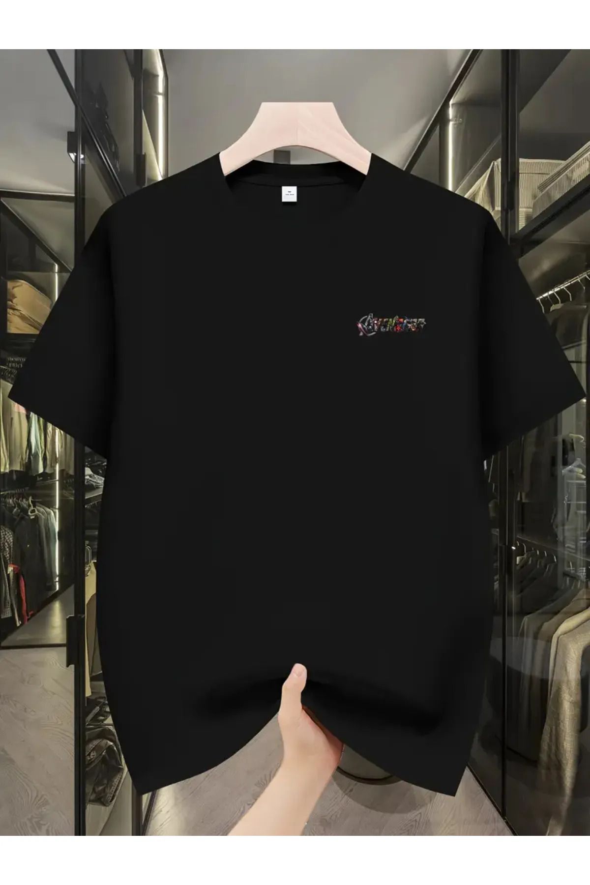 Koklonmoda Unisex Mini Avengers Simge Baskılı Oversize T-Shirt