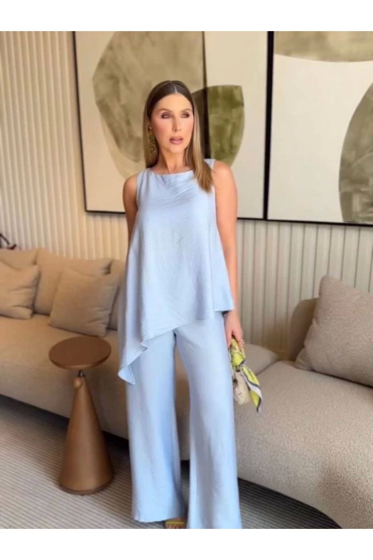 POLEXP Asimetrik Tasarım Bluz & Pantolon Takımı – Modern Kadın İkili Set