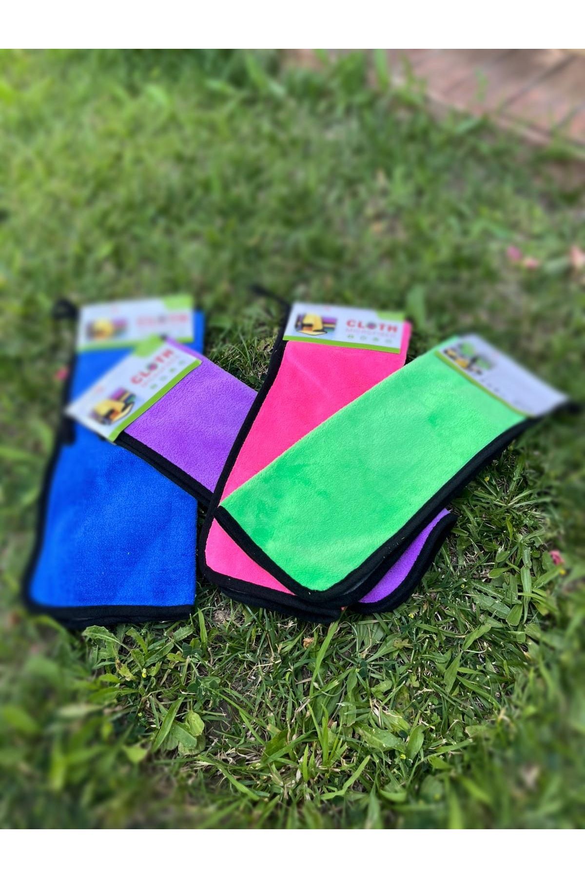 ELCY 2 Adet 30x40 Cm Mikrofiber Biyeli Kalın Çift Taraflı Araç Kurulama Havlusu Ve Cila Bezi
