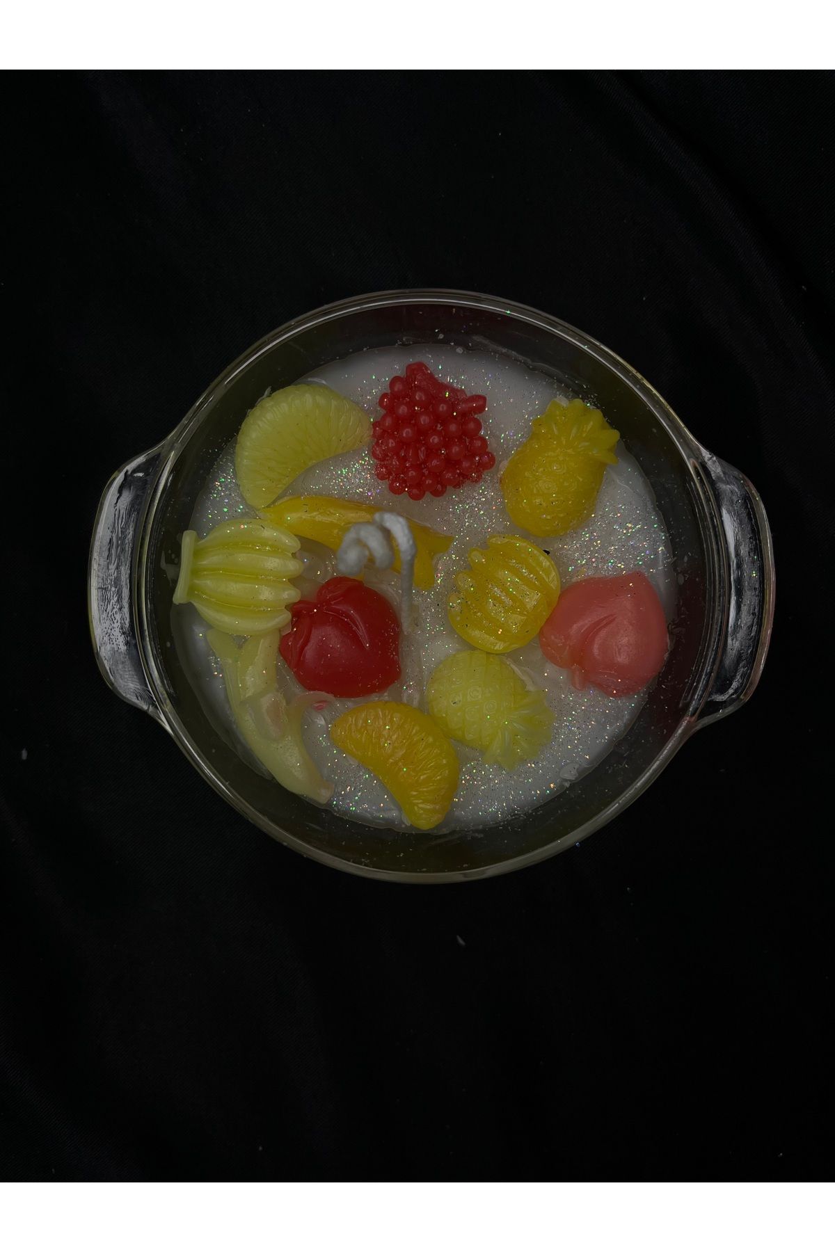 Nis Candle More Cam kasede meyve detaylı mum