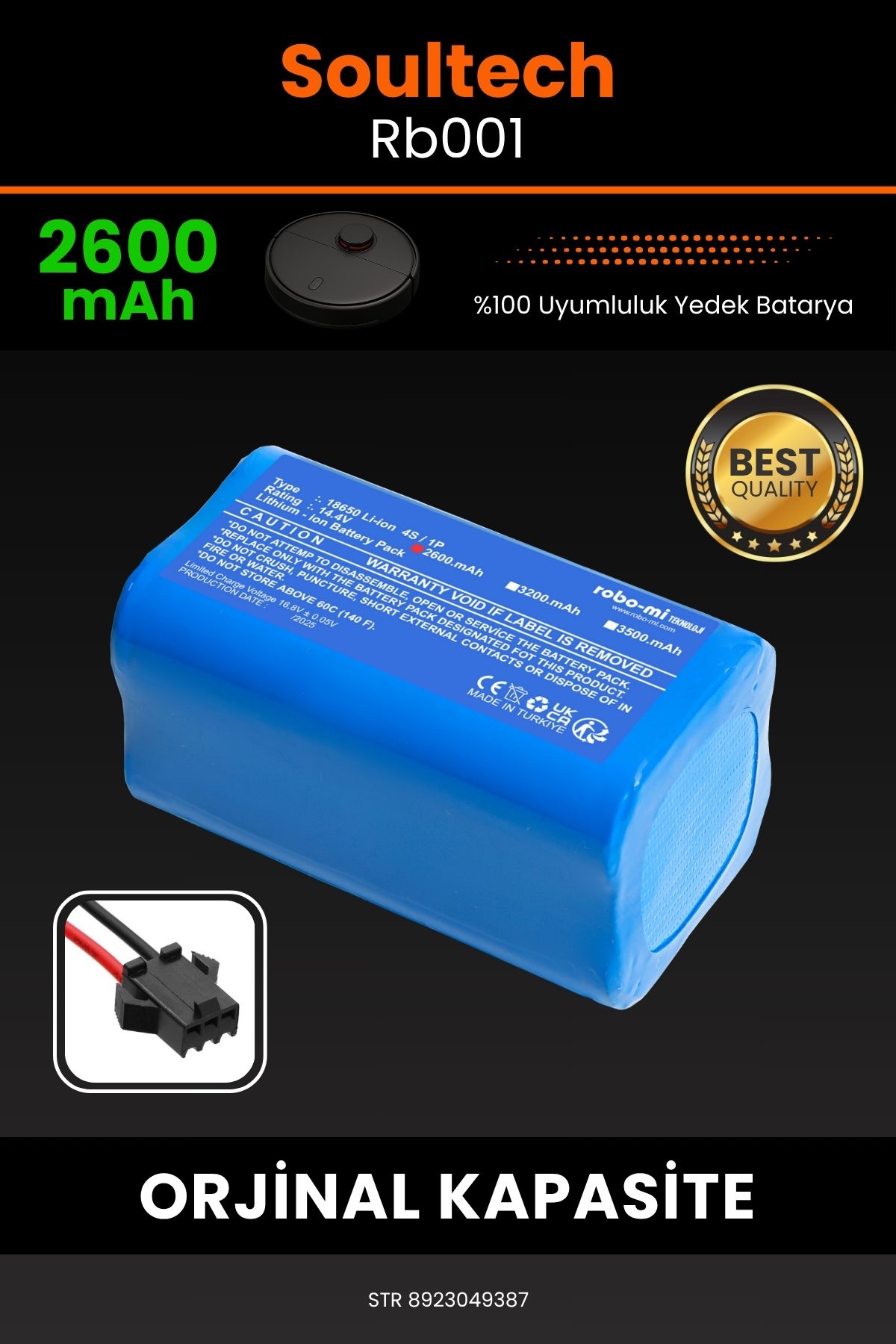 robo-mi Soultech Rb001 2600mAh Robot Süpürge Bataryası - Koruma Katmanlı Batarya Teknolojisi