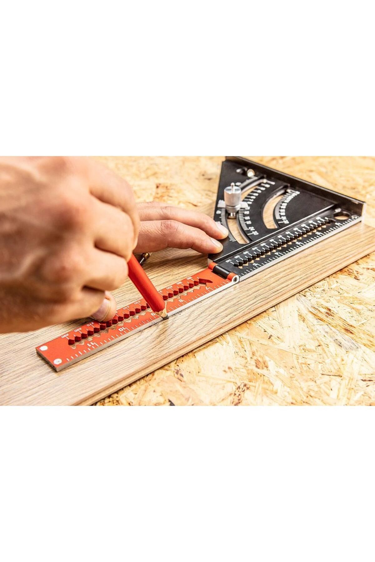 NEO-Carpenter's Square, With Folding Ruler, Aluminum, Triangular, 185x317 Mm, 6