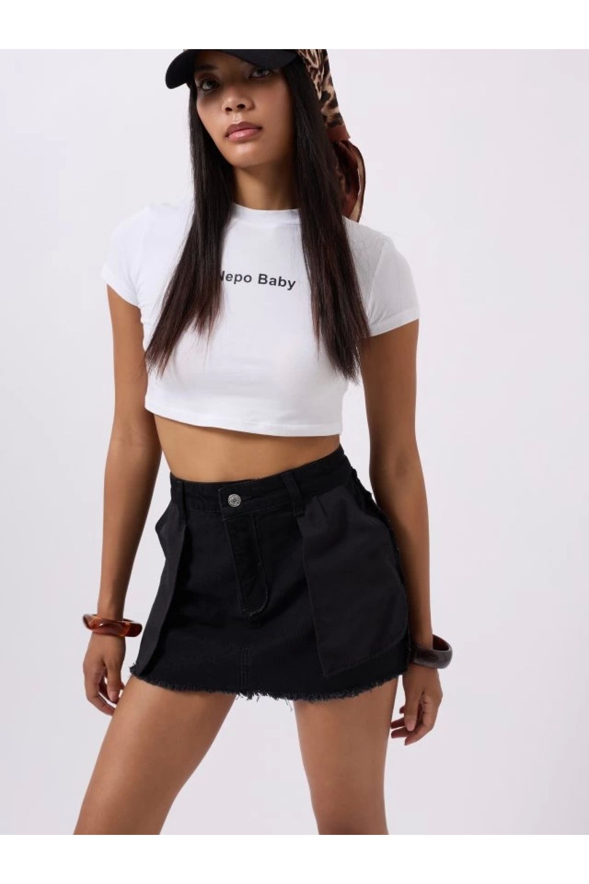 POLEXP Trendy Ters Detay Mini Etek