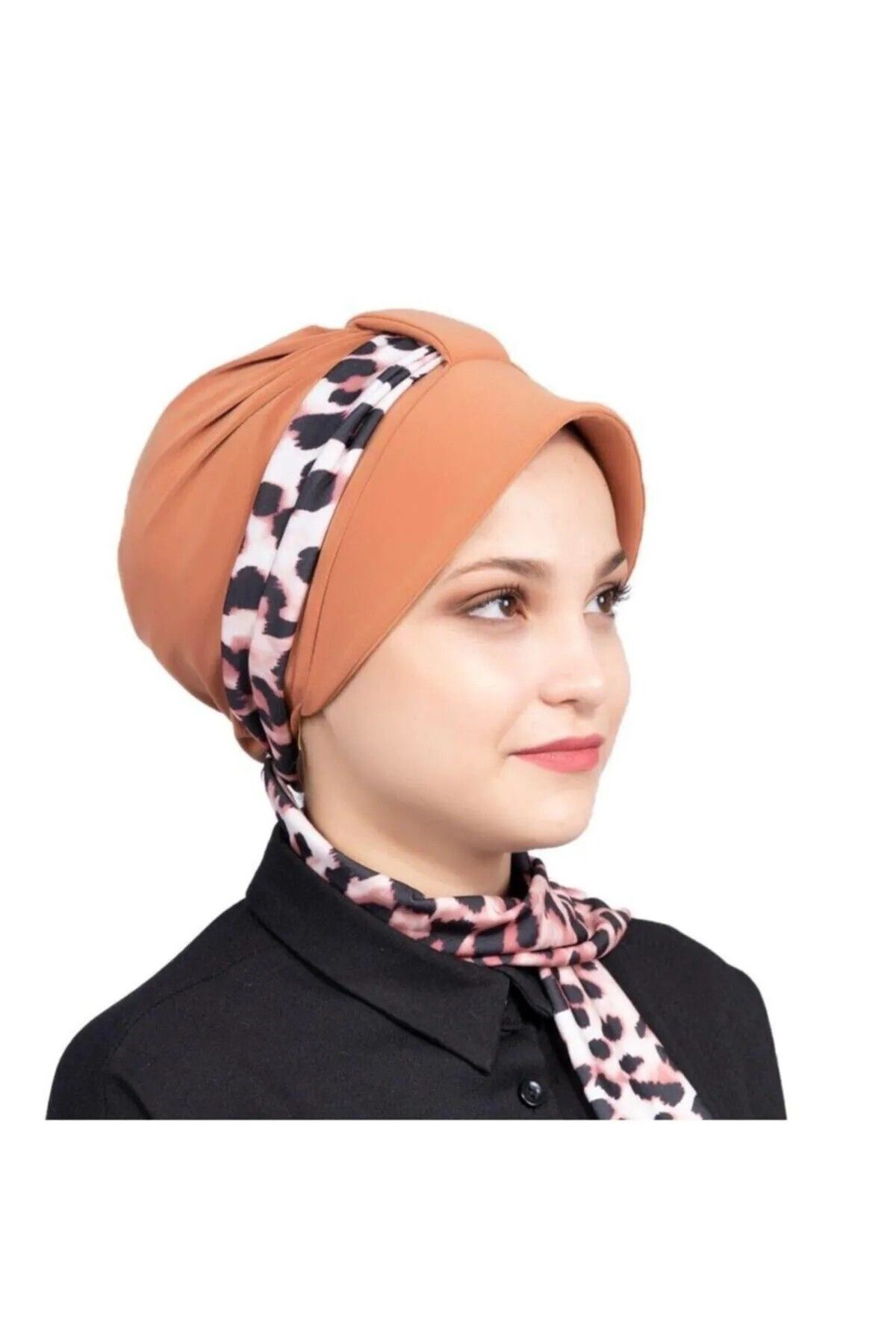 Sahra Şal Dünyası Kadın Kahverengi Atkılı Bone