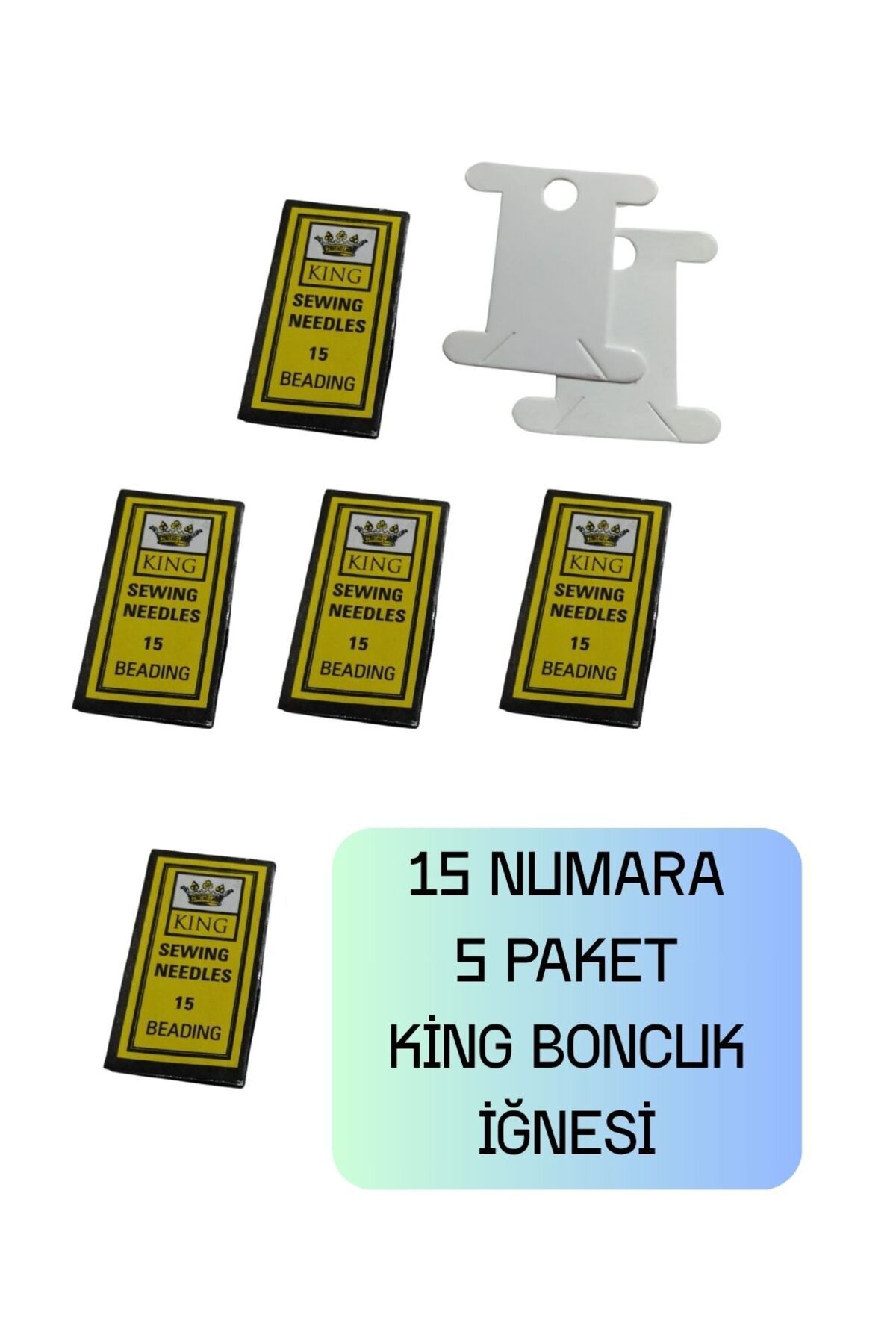 Eskişehir hobi sanat King 15 Numara 5 Paket Kum Boncuk Miyuki iğnesi EsnekYumuşak Ve 2 Adet iplik Sarma Kartı