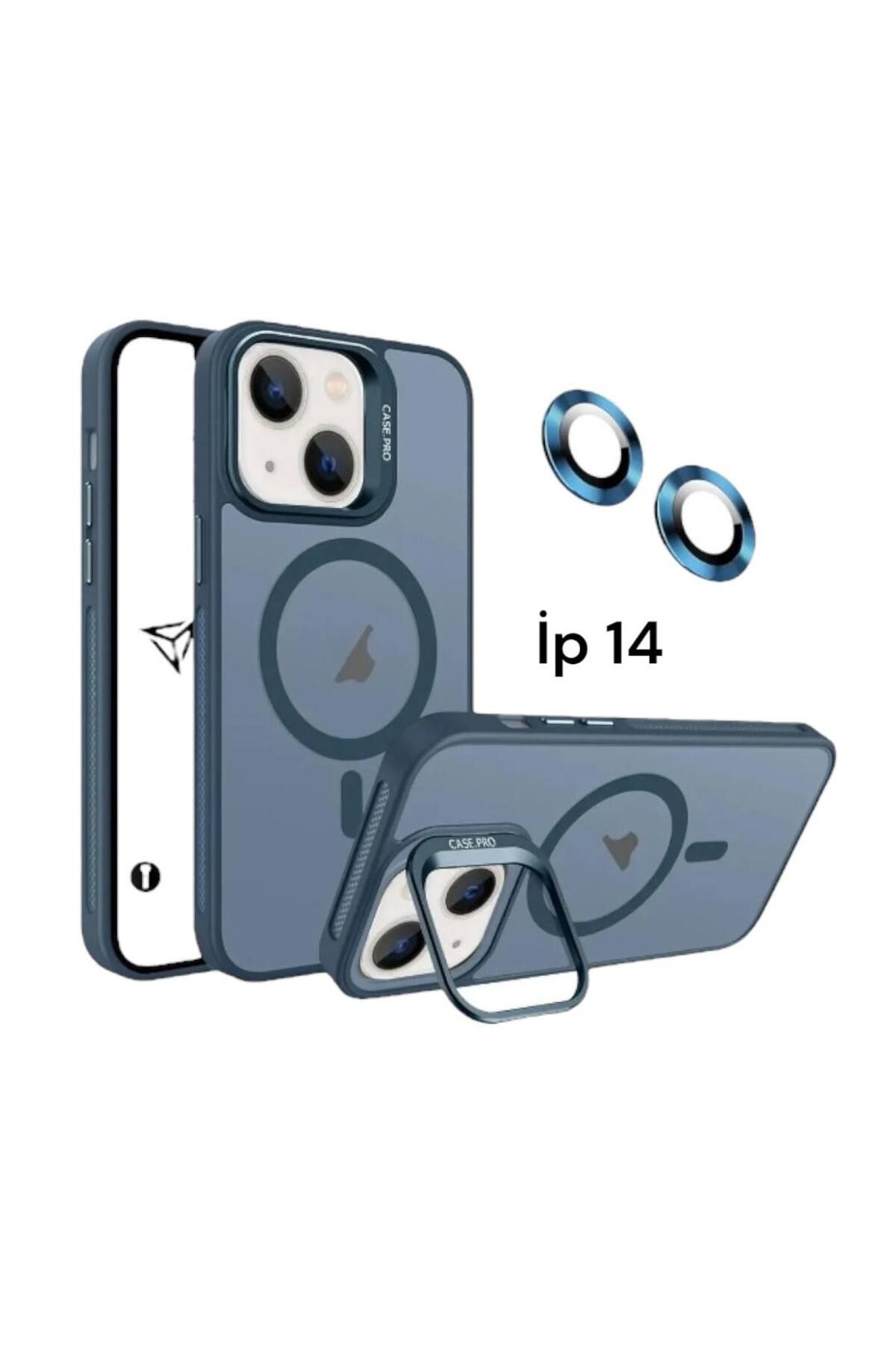 Bruntoo BR Apple İphone 14 Uyumlu Mat Serisi Standlı Kapak Magsafe Kılıf +Lens Koruma .