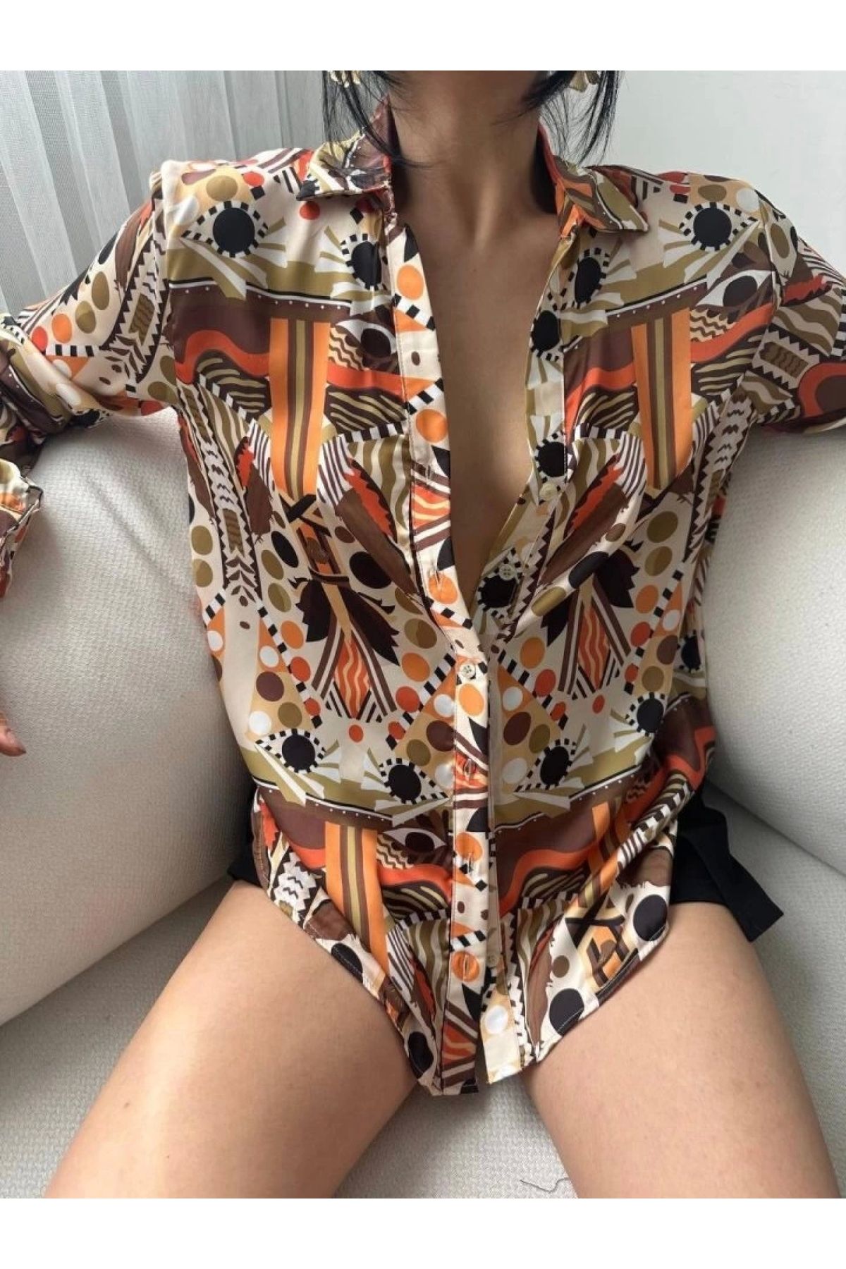 POLEXP Yazın Rahatlığını Desenli Oversize Gömlek ile Yakalayın