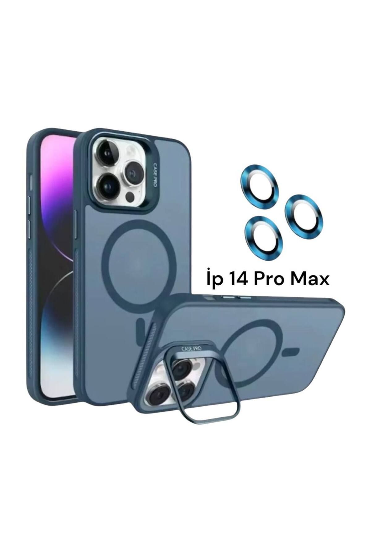 Bruntoo BR Apple İphone 14 Pro Max Uyumlu Mat Serisi Standlı Kapak Magsafe Kılıf +Lens Koruma .