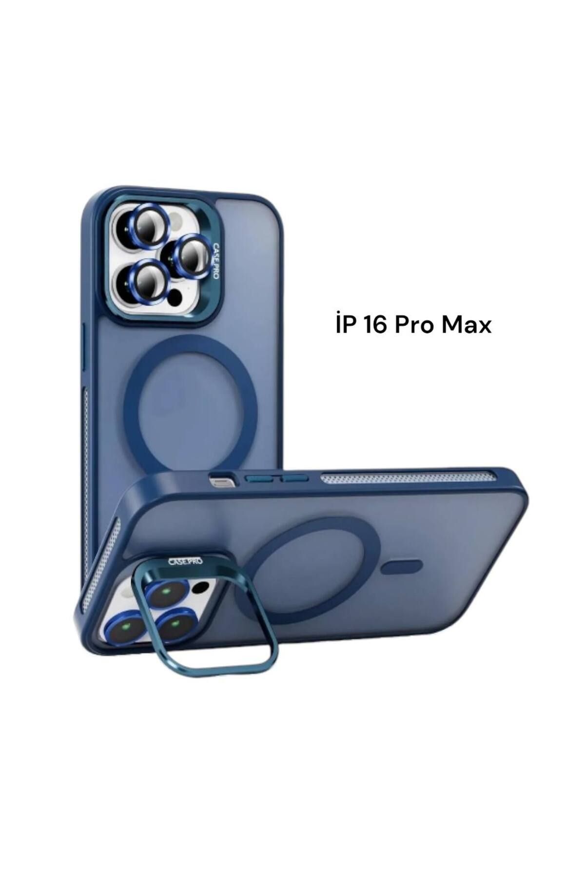 Bruntoo BR Apple İphone 16 Pro Max Uyumlu Mat Serisi Standlı Kapak Magsafe Kılıf +Lens Koruma .