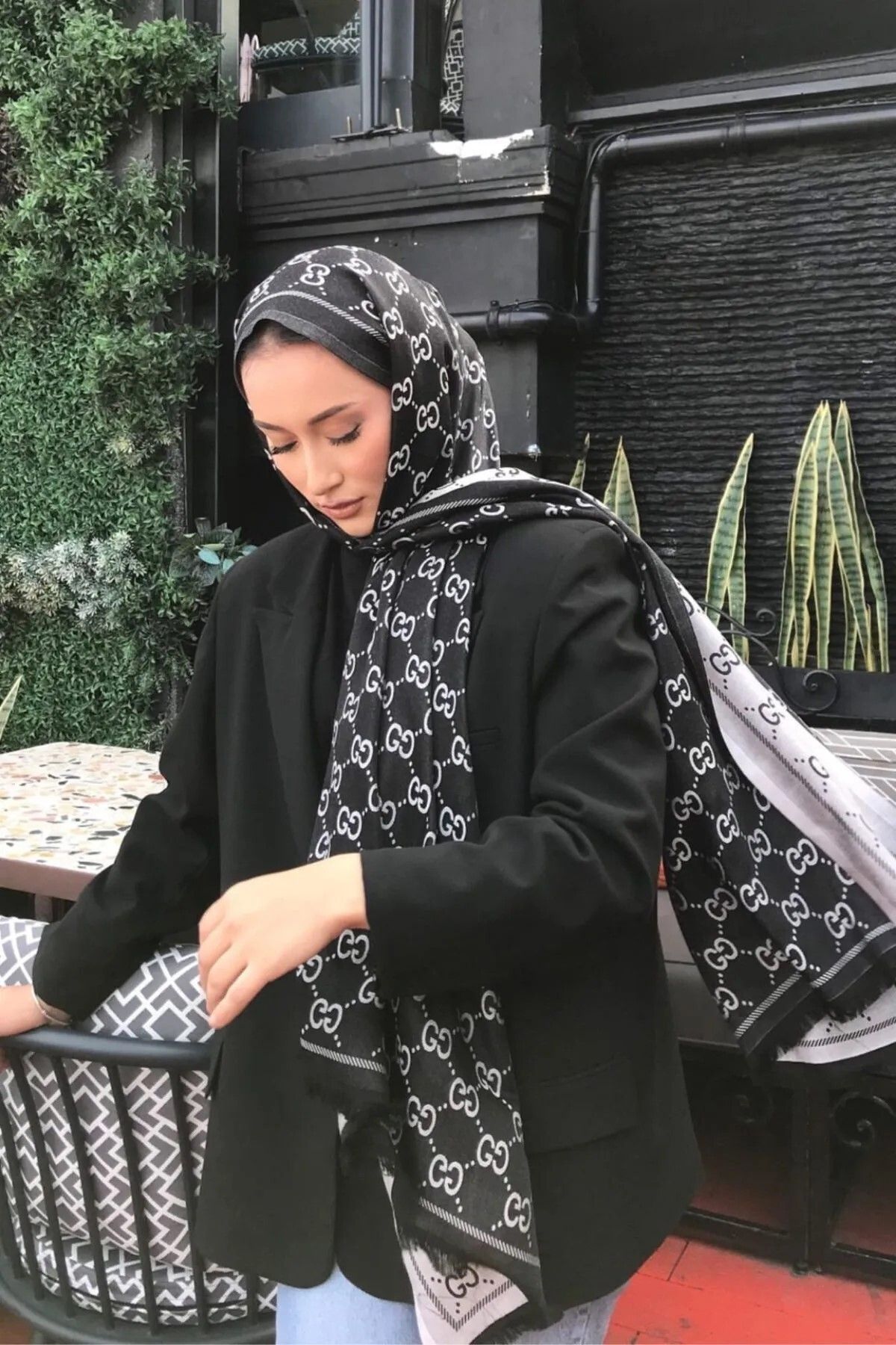 CUOCA LOUNGE Ithal çift taraflı kaşmir ipek şal