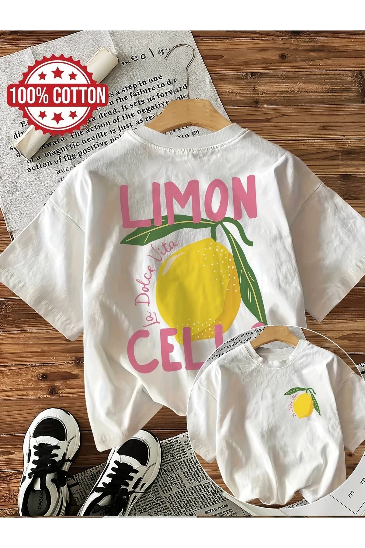 Massgai Unisex Limon La Dolce Vita Baskılı Oversize %100 Pamuk T-shirt