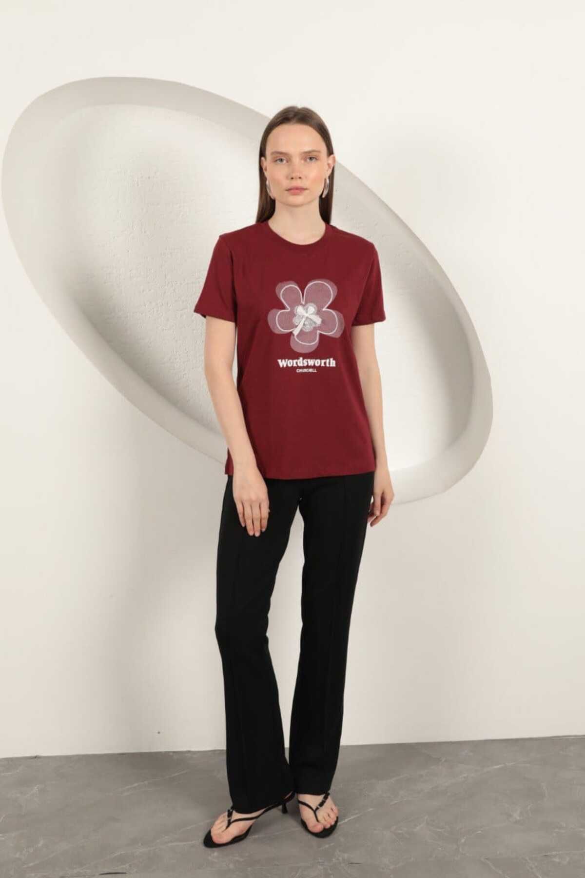 MİHRİZAR Reguler Fit B Yaka Süprem Fiyonk Baskılı T-shirt