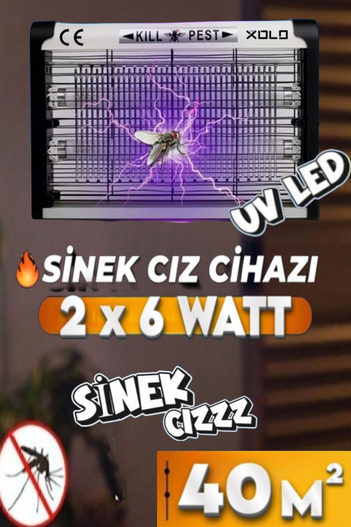ESENLİWE Sinek Tuzağı Siyah Kasa Elektrikli Kara Sinek Öldürücü Sinek Kapanı 25 Metrekare 2X6Watt