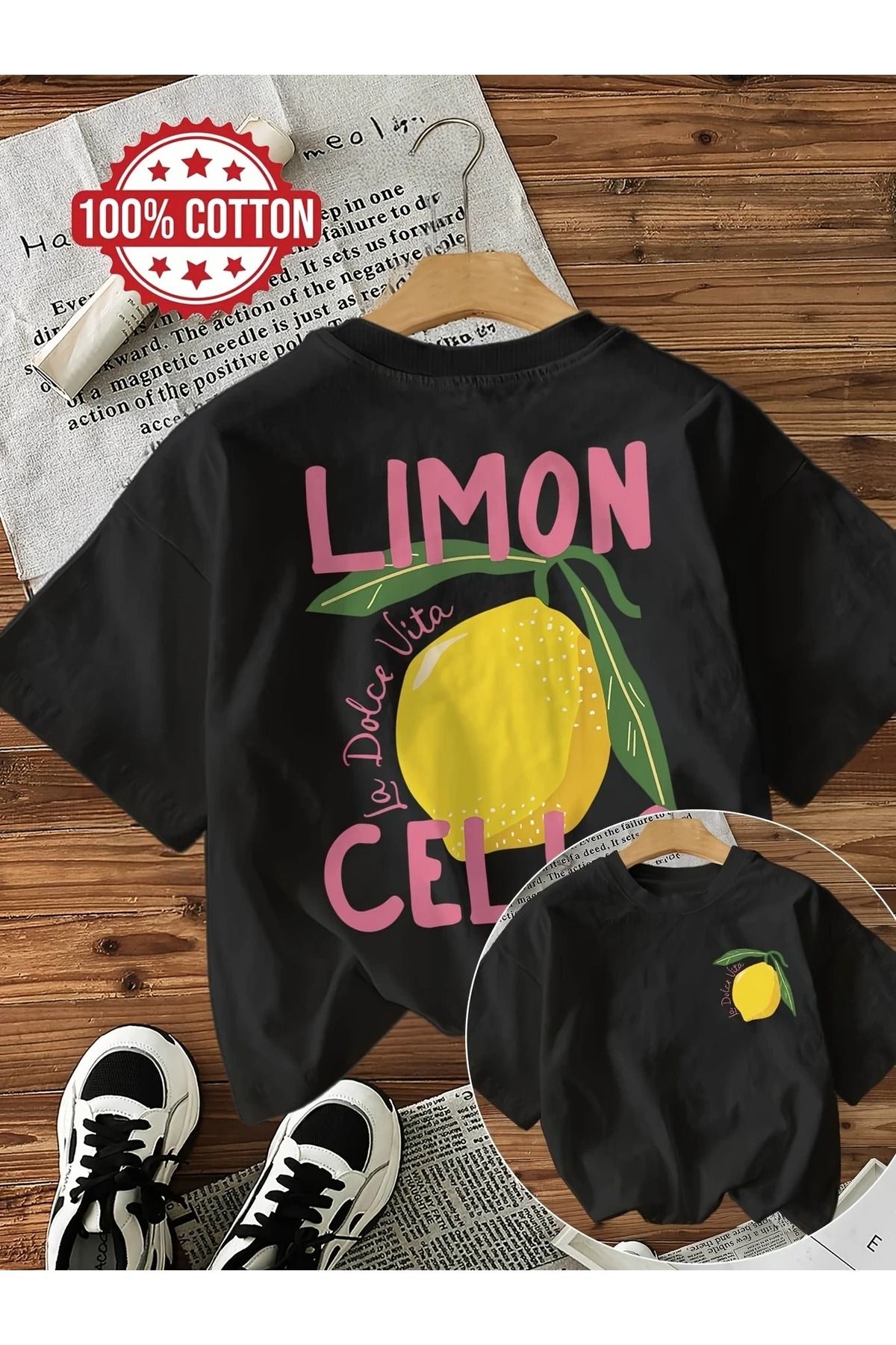 Massgai Unisex Limon La Dolce Vita Baskılı Oversize %100 Pamuk T-shirt