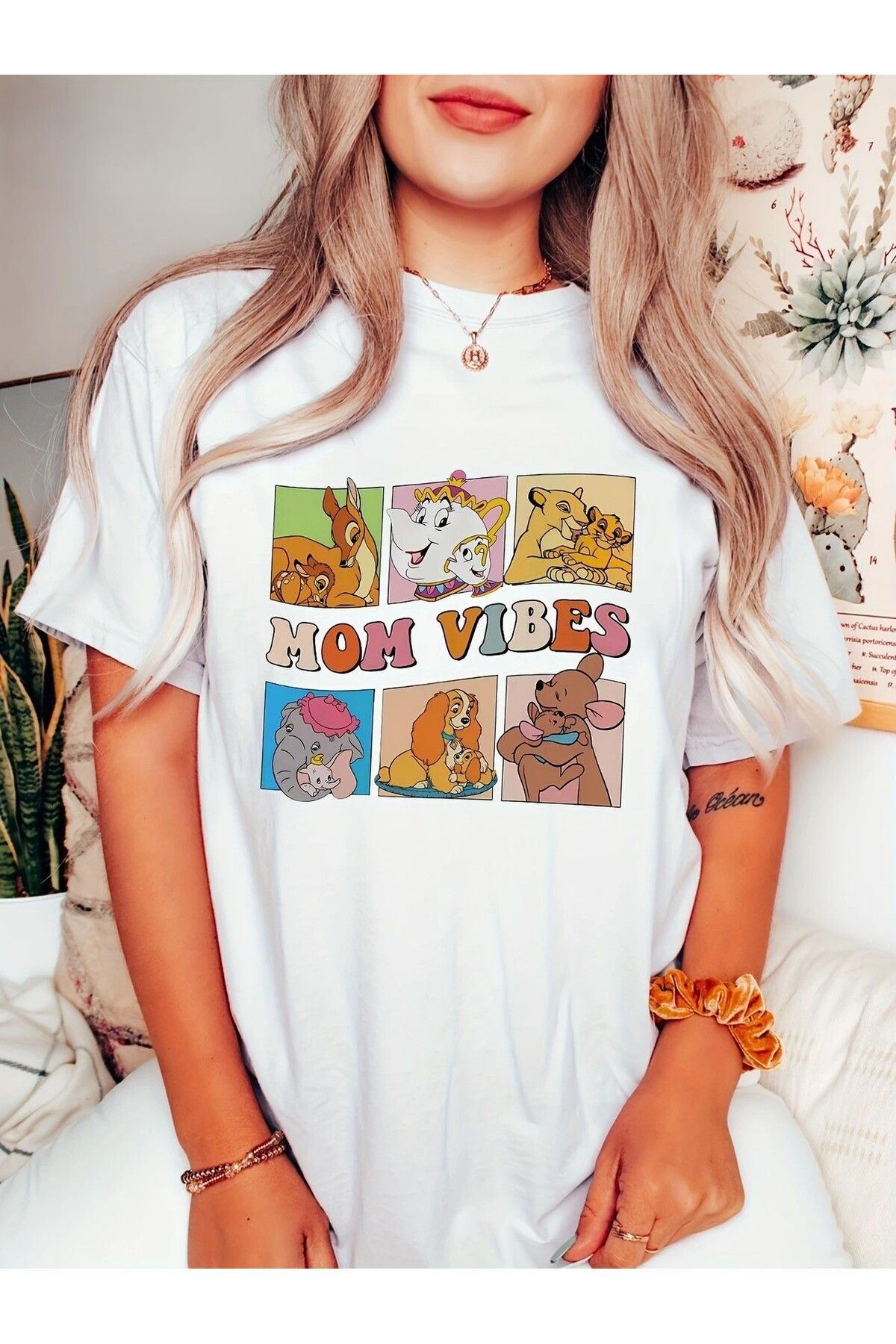 Massgai Unisex Mom Vibes Baskılı Oversize %100 Pamuk T-shirt