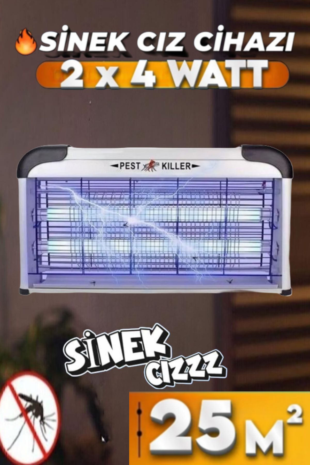 ESENLİWE Sinek Tuzağı Siyah Kasa Elektrikli Kara Sinek Öldürücü Sinek Kapanı 25 Metrekare 2X4 Watt