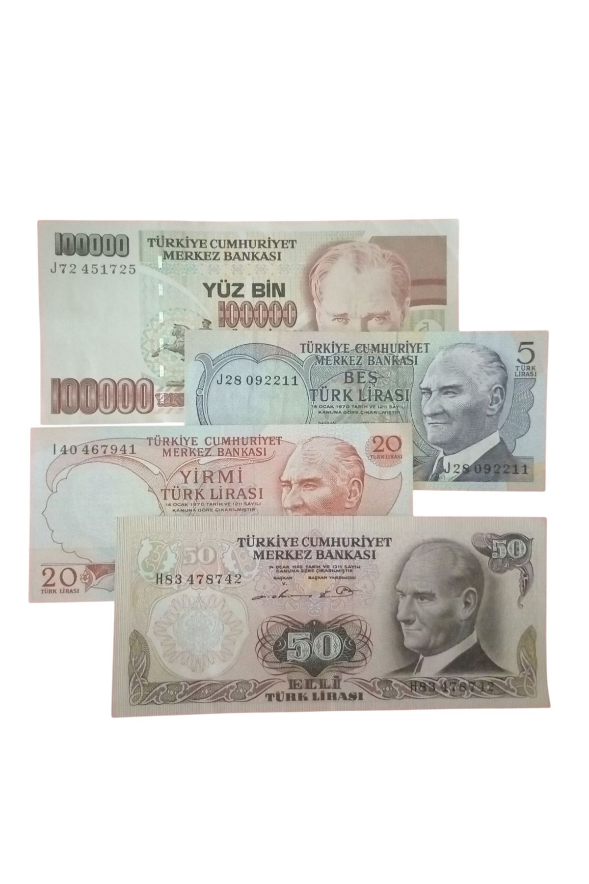 Yediotuz 6. 7. Emisyon Koleksiyon Kağıt Para Eski Para Koleksiyon Başlangıç Setleri Antika Darpane
