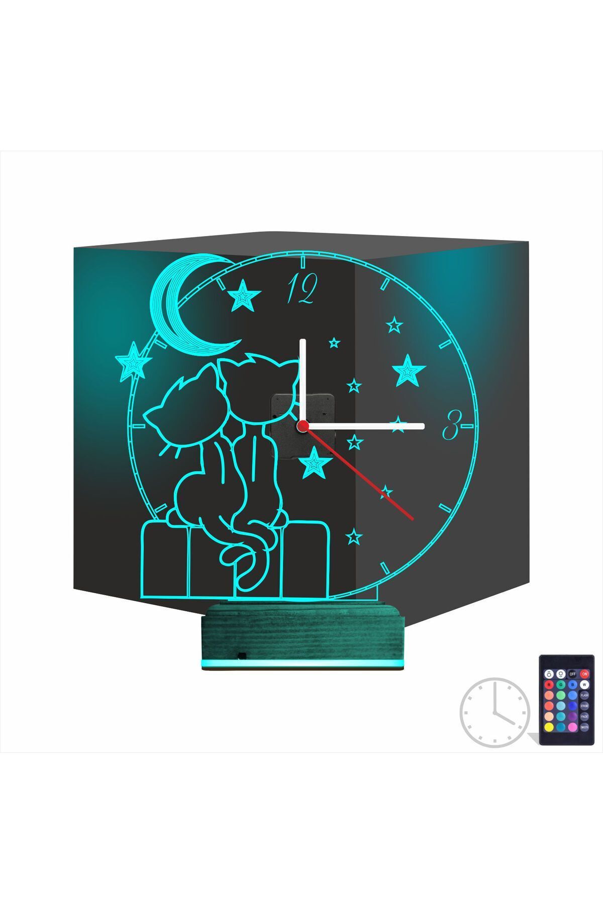 SerenityHaven 3d Saat Lamba Kedi Tasarım Çocuk Odası Masa Gece Lambası