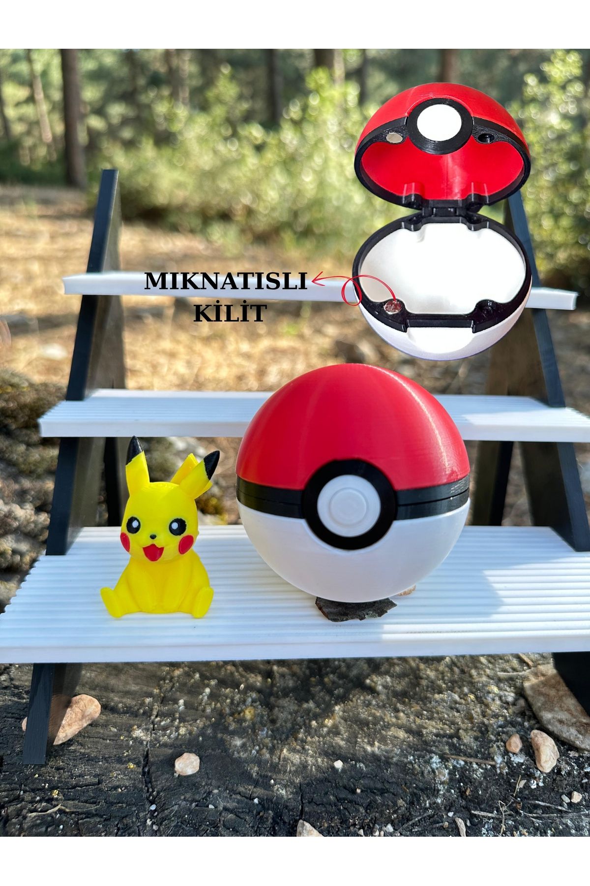 Phoenix Koleksiyon Pokeball Pokemon Topu ve Pokemon Pikachu - Poketop Pikacu Pikaçu-Mıknatıslı