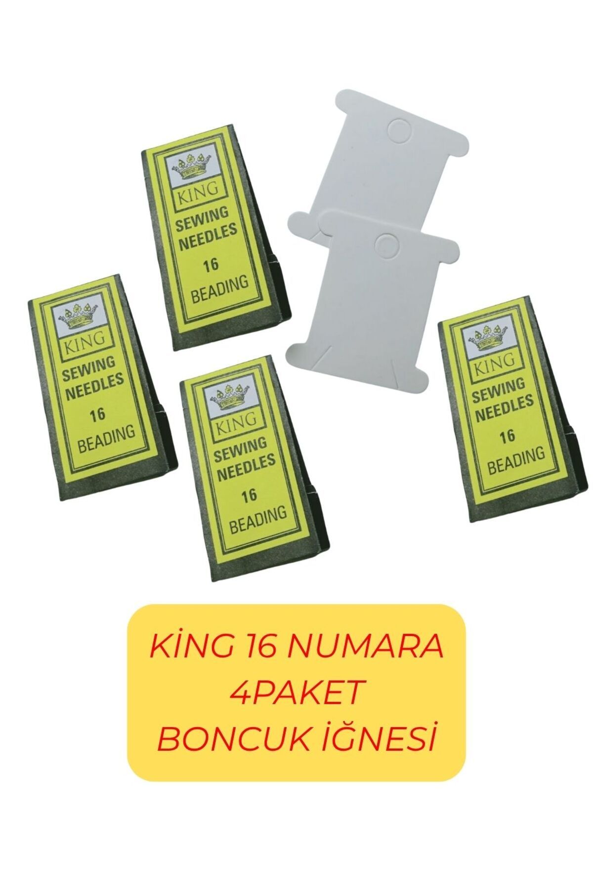 Eskişehir hobi sanat King 16 Numara 4 paket Kum Boncuk Miyuki Iğnesi Esnek Yumuşak Ve 2 Adet Iplik Sarma Kartı