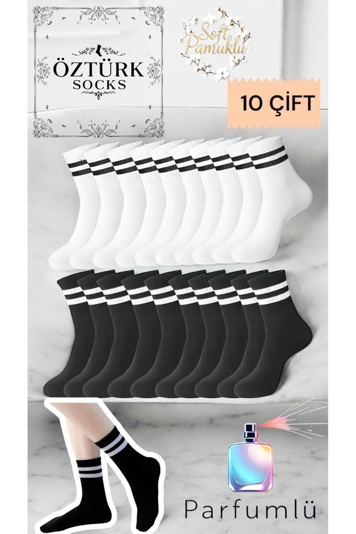 ÖS ÖZTÜRK SOCKS Unisex Çizgili Kolej Çorap 10 ÇİFT