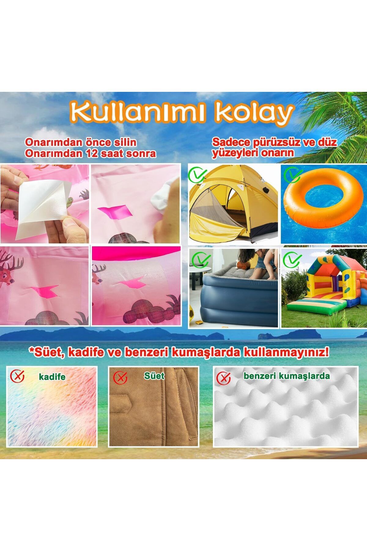 MAİN SHOP Intex 6'lı Paket Onarım Kiti Havuz, Yatak ,Bot Tamir Onarım Yaması M-59631
