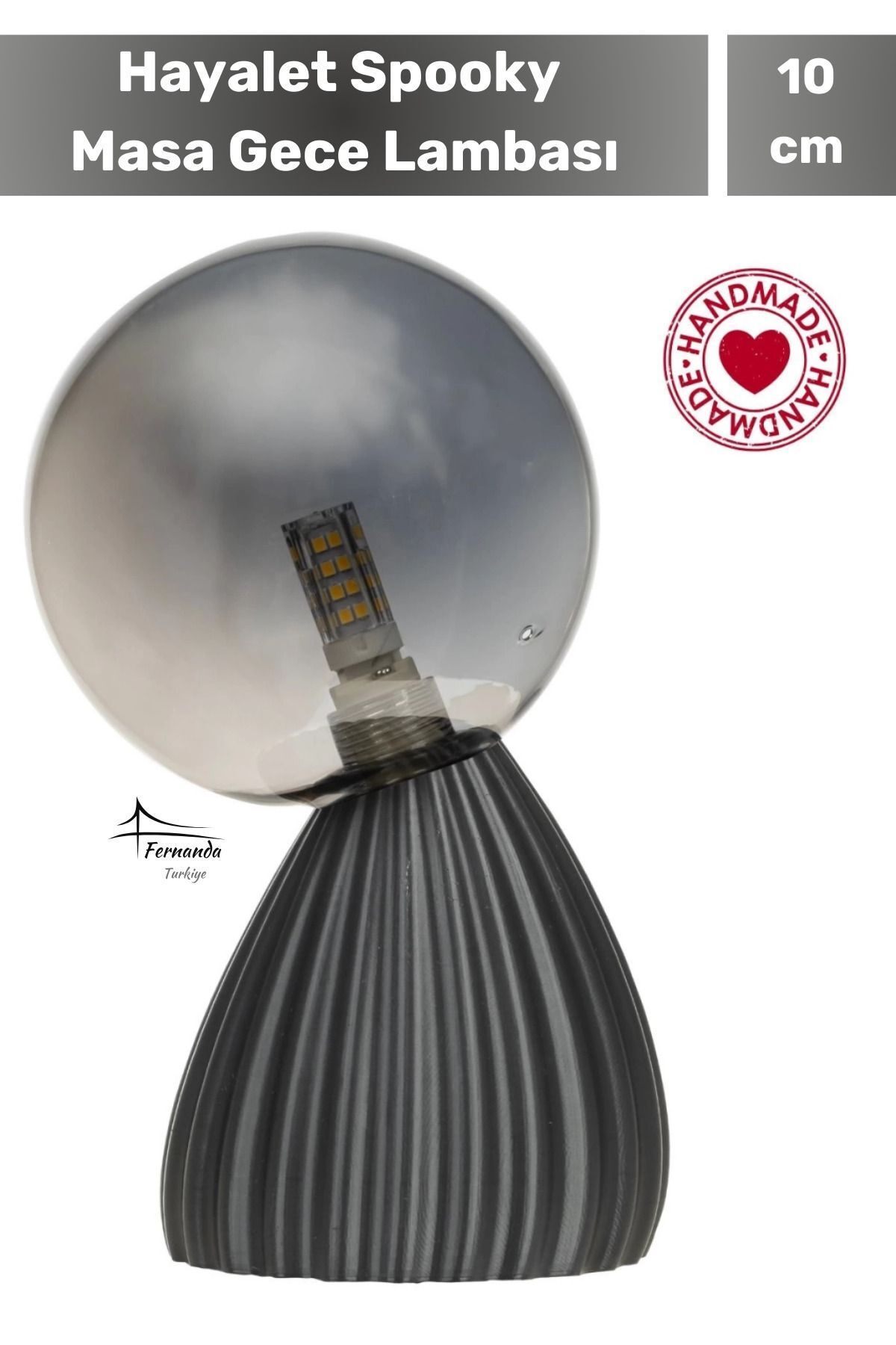 SerenityHaven Handmade 10 Cm Dimmer Kablolu Hayalet Spooky Masa Gece Lambası Dekoratif Şık Biyobozunur Plastik