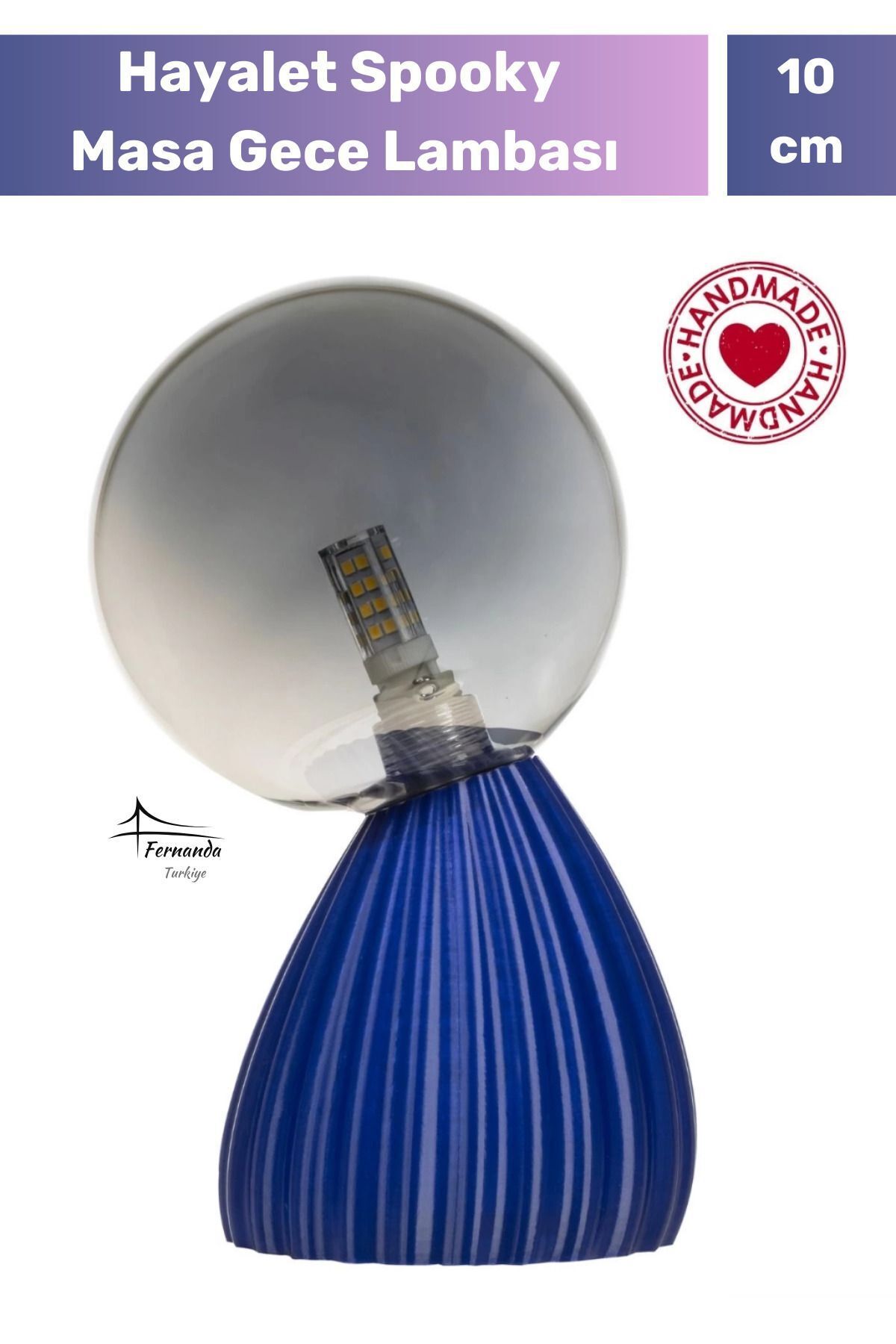 SerenityHaven Handmade 10 Cm Dimmer Kablolu Hayalet Spooky Masa Gece Lambası Dekoratif Şık Biyobozunur Plastik