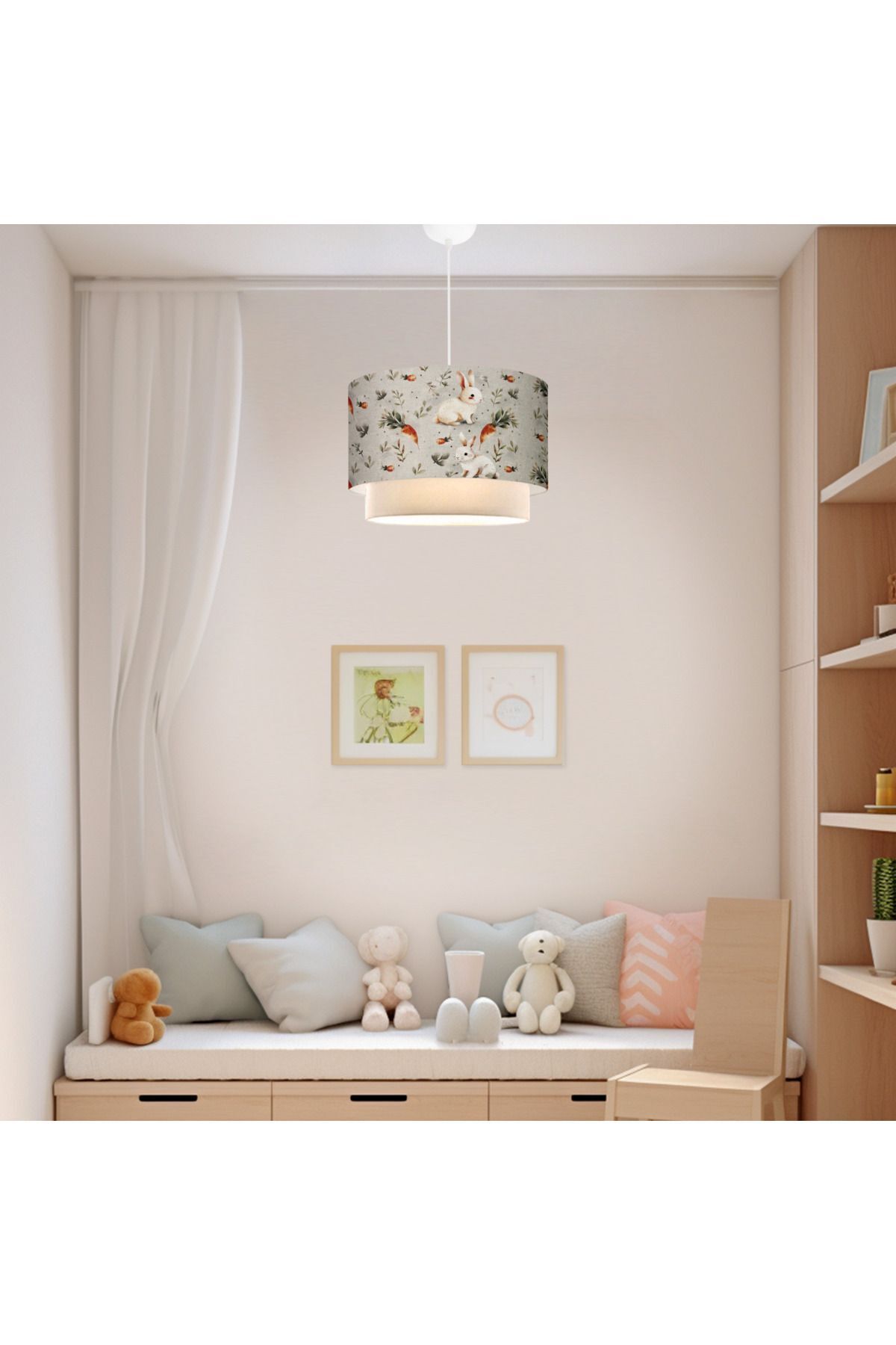 SerenityHaven Çocuk Odası Aydınlatma Tavşan Figürlü Sarkıt Avize Lamba | Bylamp