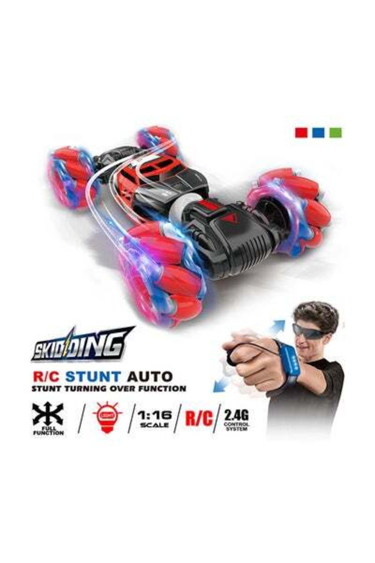 HALAMODO-4WD Gesture Sensor Control Deformable All-Terrain Transformable LED Light RC Stunt Car 4
