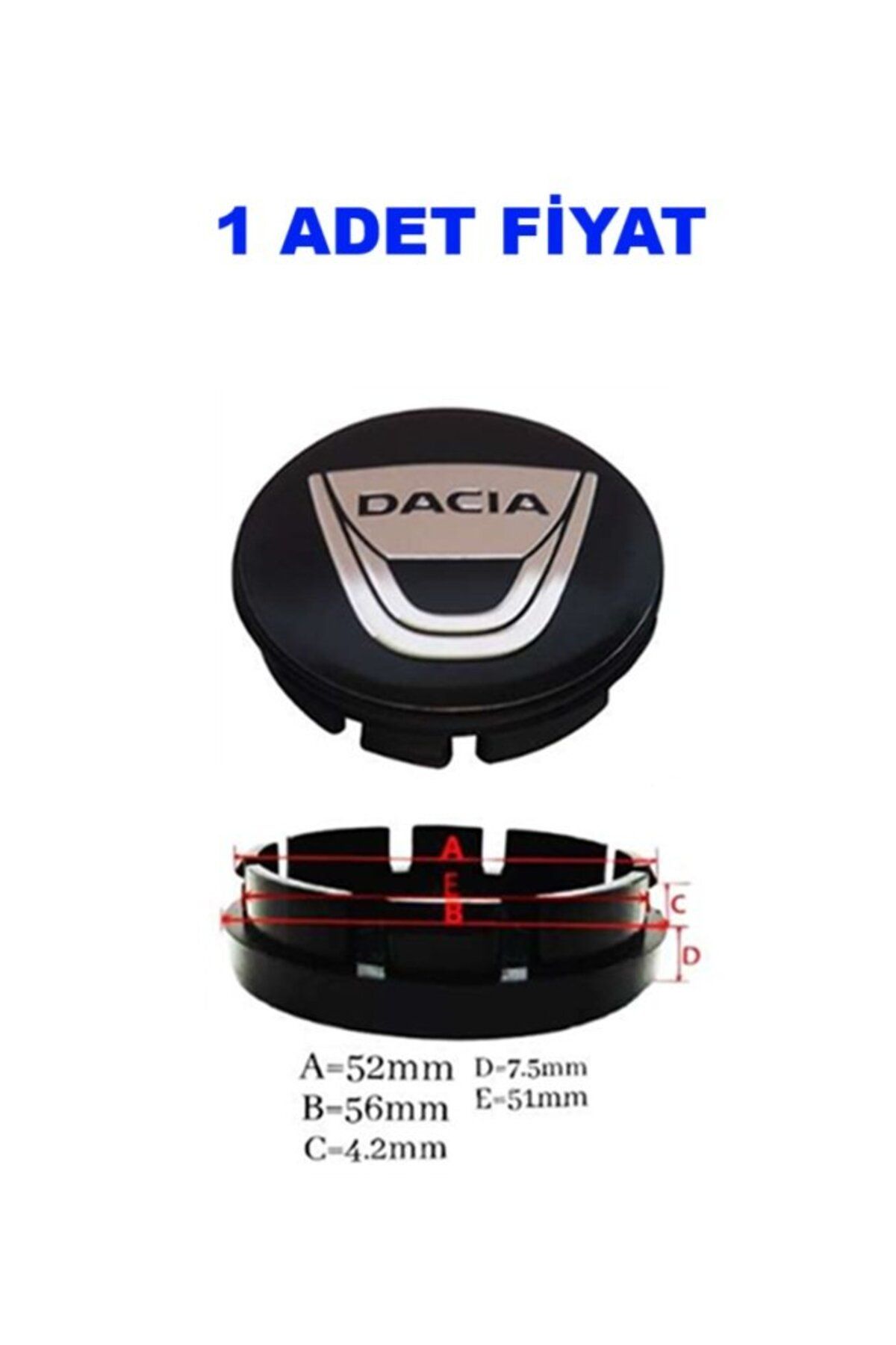 RENSA 1 ADET JANT GÖBEK ARMASI 56-52mm SİYAH DACIA