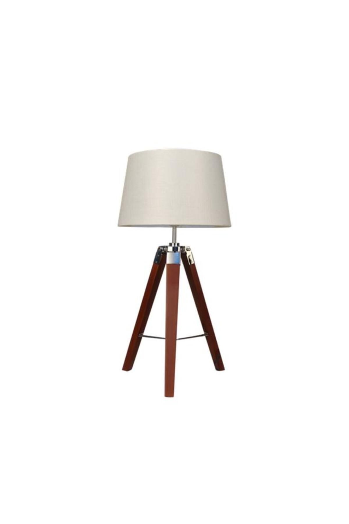 Generic-Micasa 40W E27 Modern and Elegant Design Single Bulb Illumination Table Lamp White and Brown 1