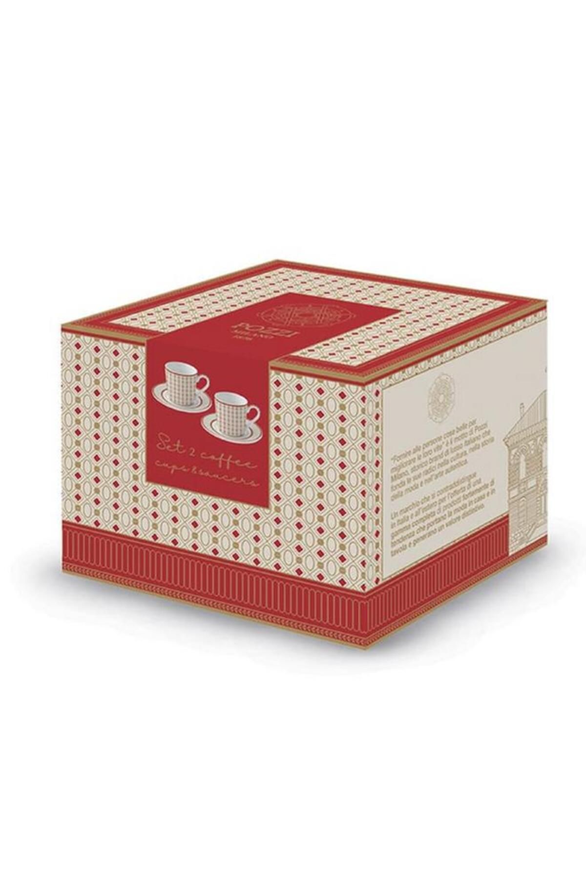 Generic-طقم أكواب وصحن إسبرسو إمبريال من بوزي، مكون من قطعتين، أحمر وأبيض، آمن للاستخدام في غسالة الأطباق، 80 مل 2