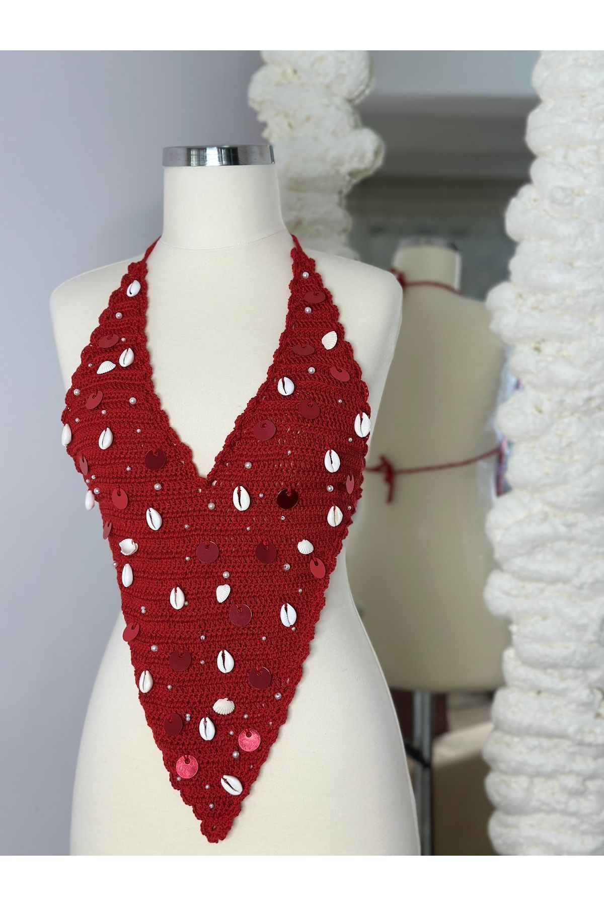 Adamia Crochet Adamia Deniz Kabuklu ve İncili Üst